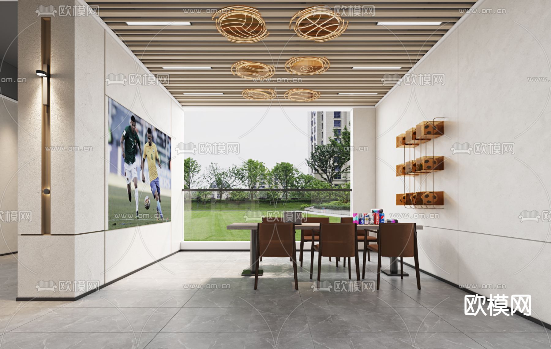 现代观影区 休息区3d模型下载