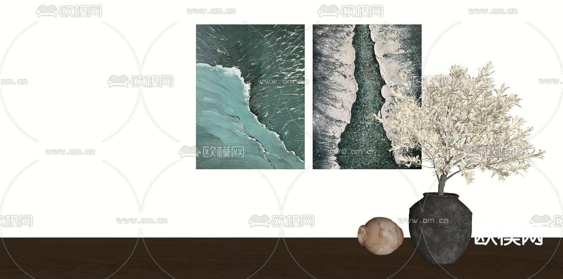 现代装饰画su模型下载（渲染图2）