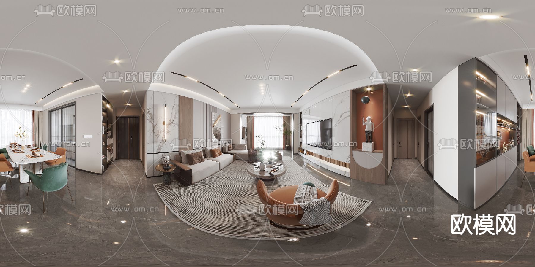 现代客餐厅全景3d模型
