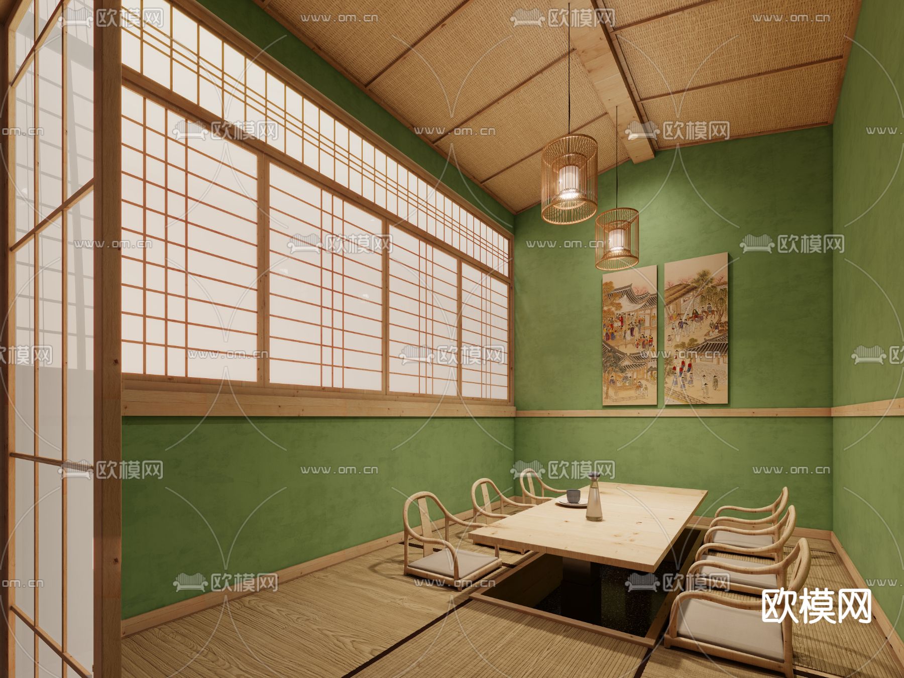 现代韩式料理餐厅3d模型下载（渲染图4）