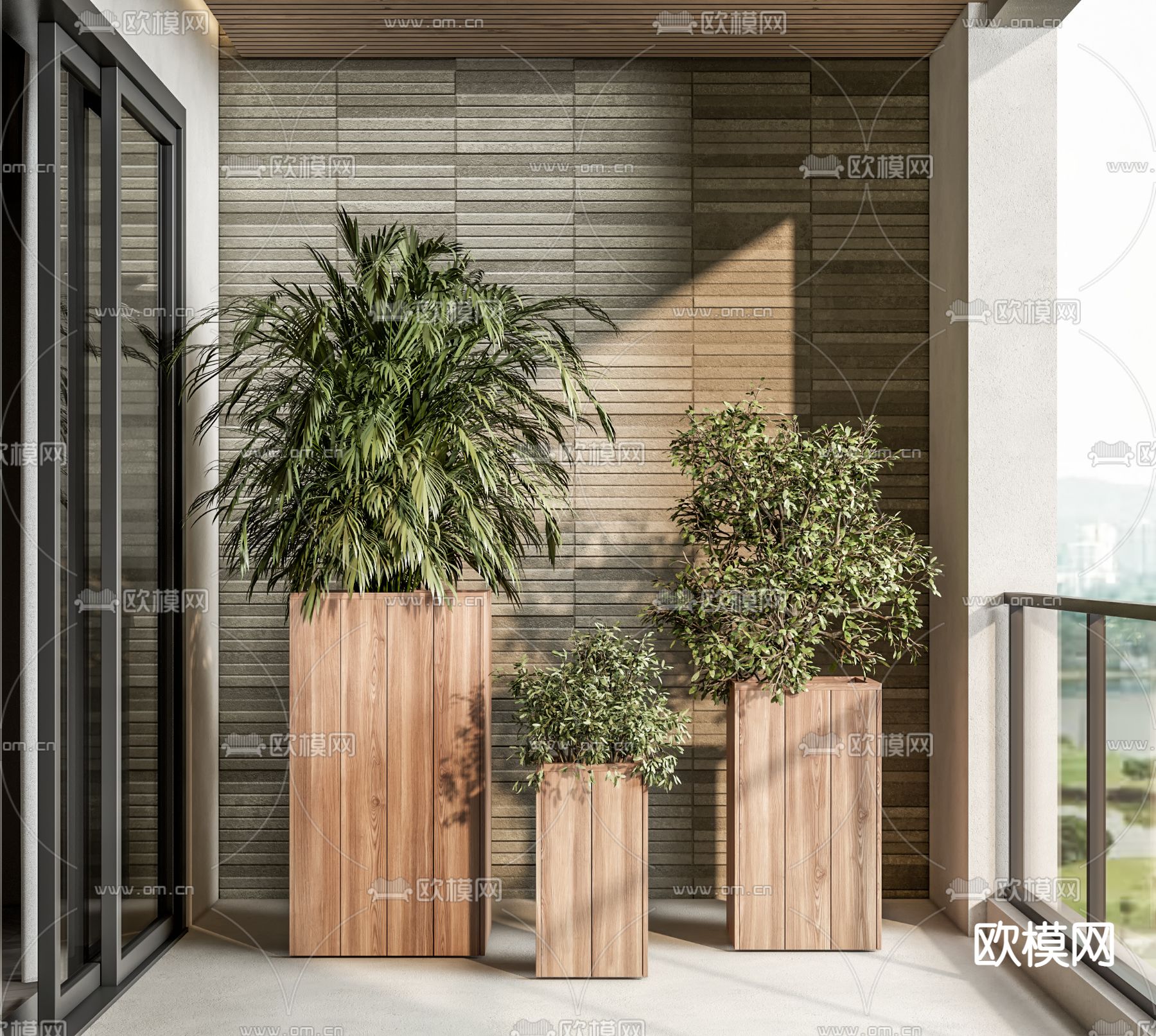 现代散尾葵盆栽su模型