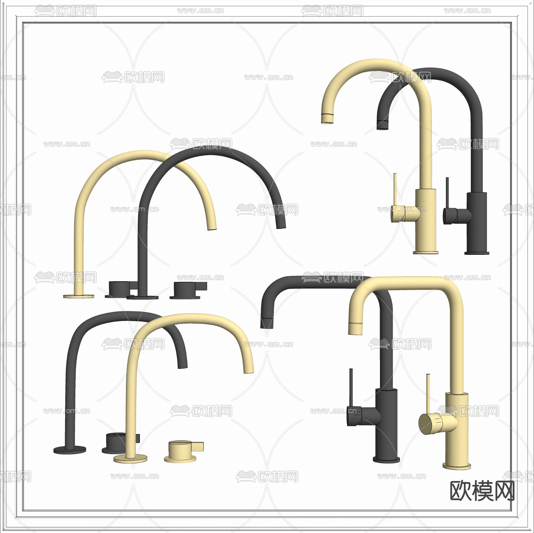 现代水槽龙头 水龙头su模型