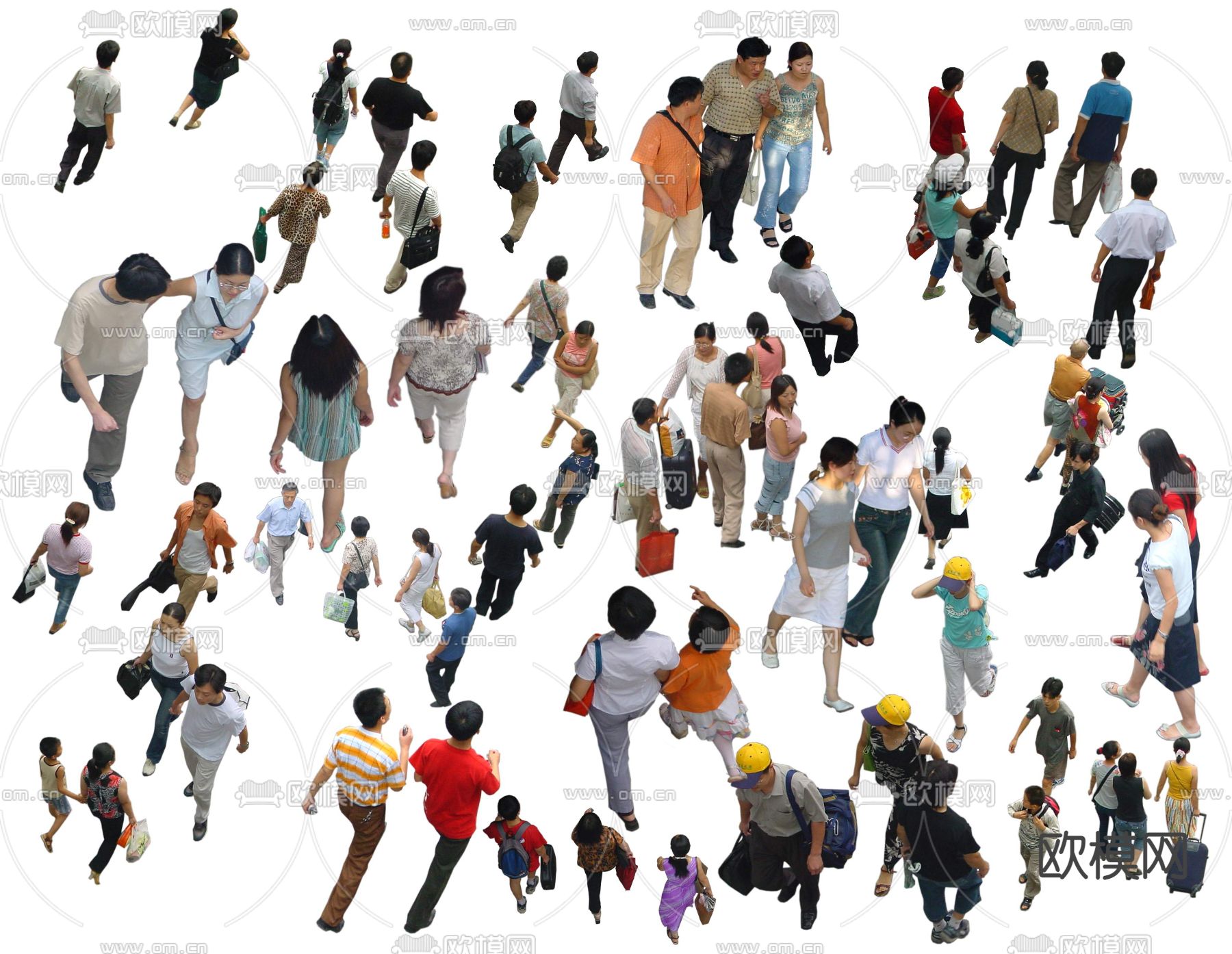 现代都市行走人物鸟瞰psd下载