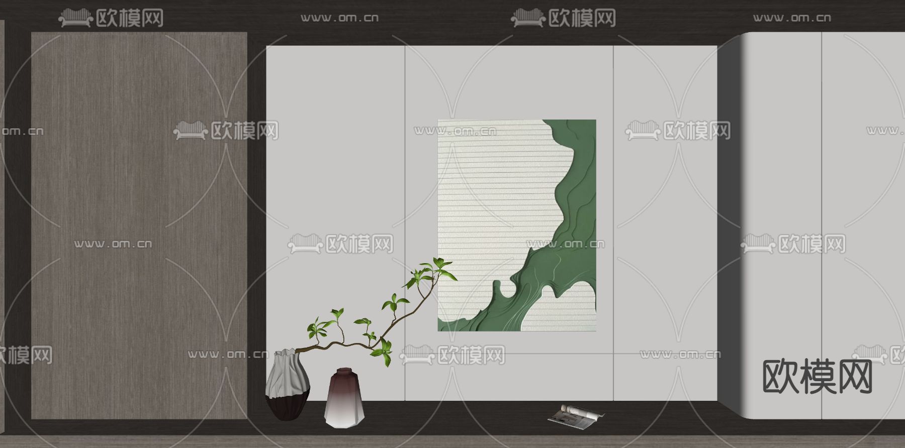 现代装饰画su模型下载（渲染图2）