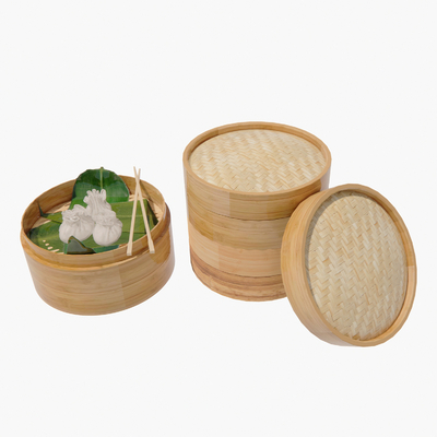  中式蒸屉 小笼包子食物su模型 