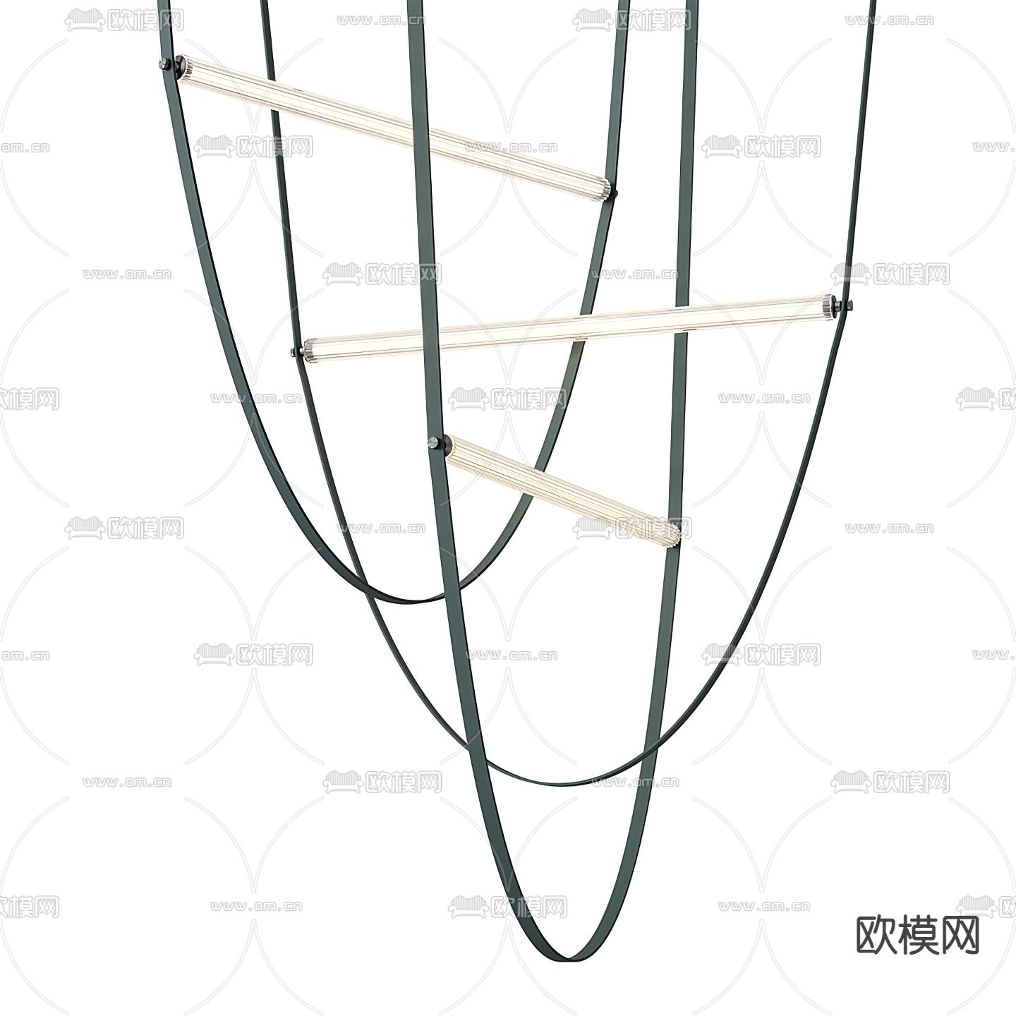 FLOS 现代曲线吊灯3d模型下载（渲染图3）