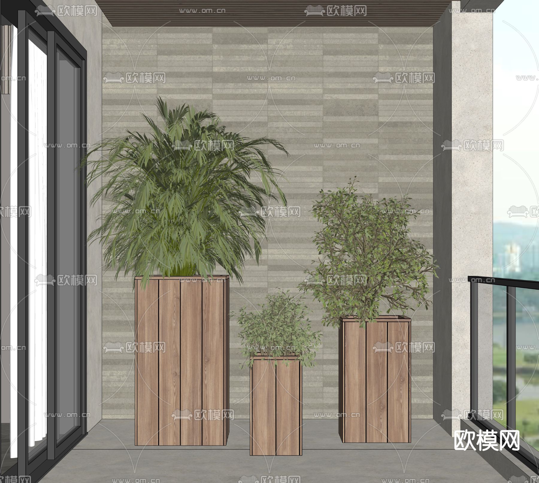 现代散尾葵盆栽su模型