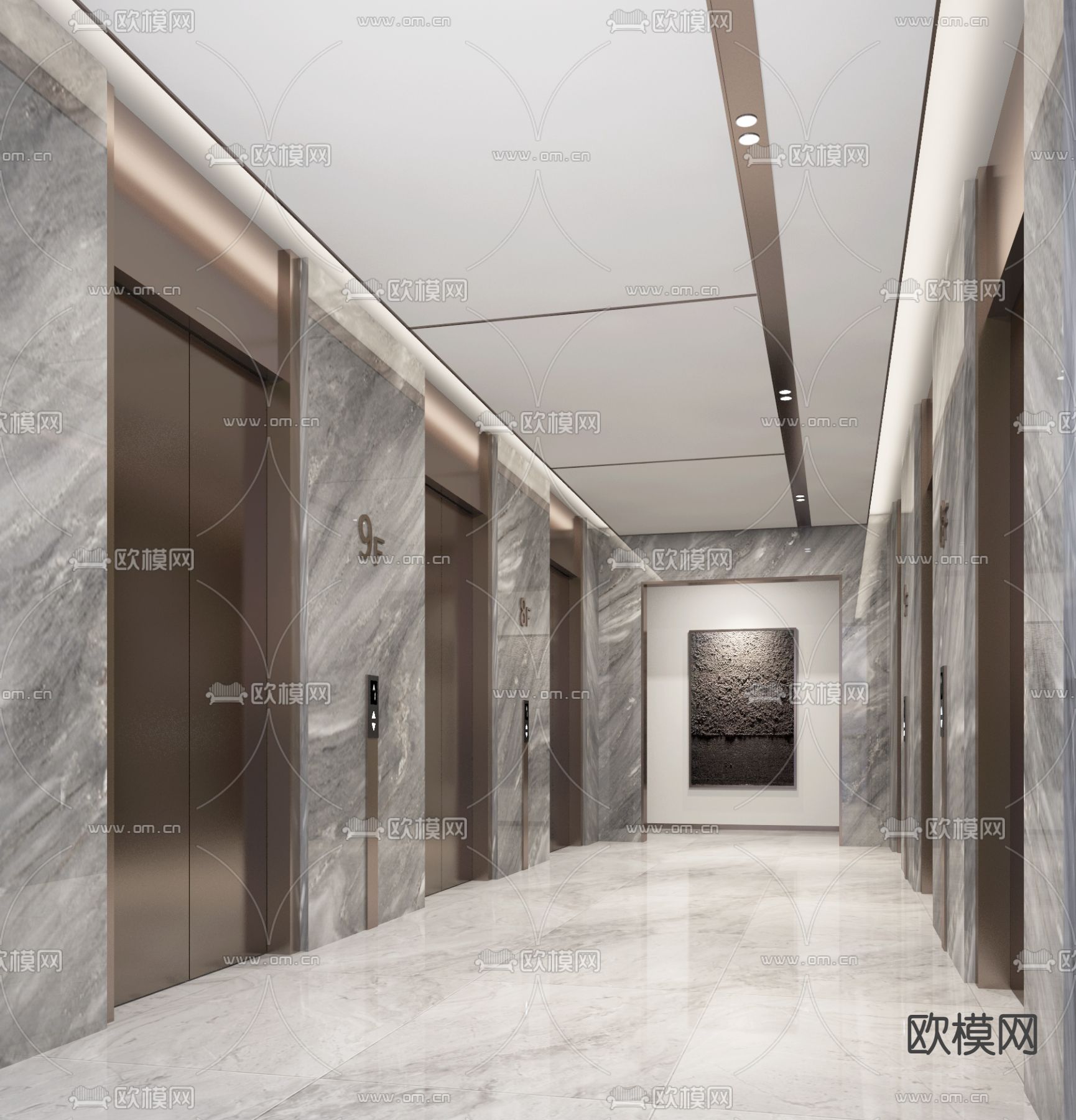 办公楼电梯厅 电梯间3d模型下载