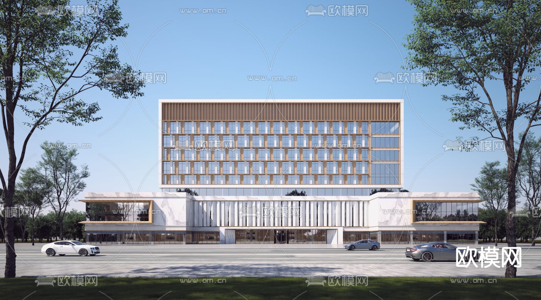 现代多层办公楼外观3d模型