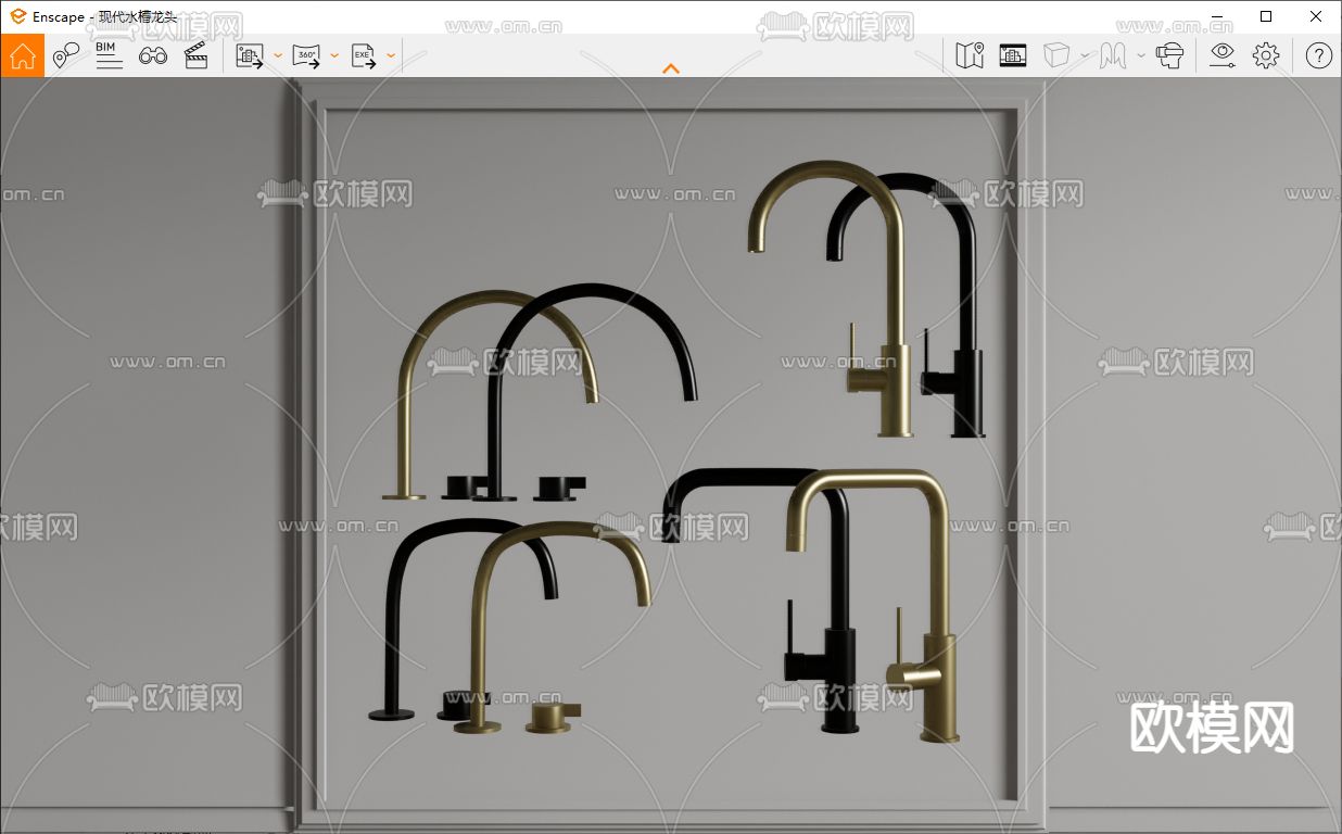 现代水槽龙头 水龙头su模型