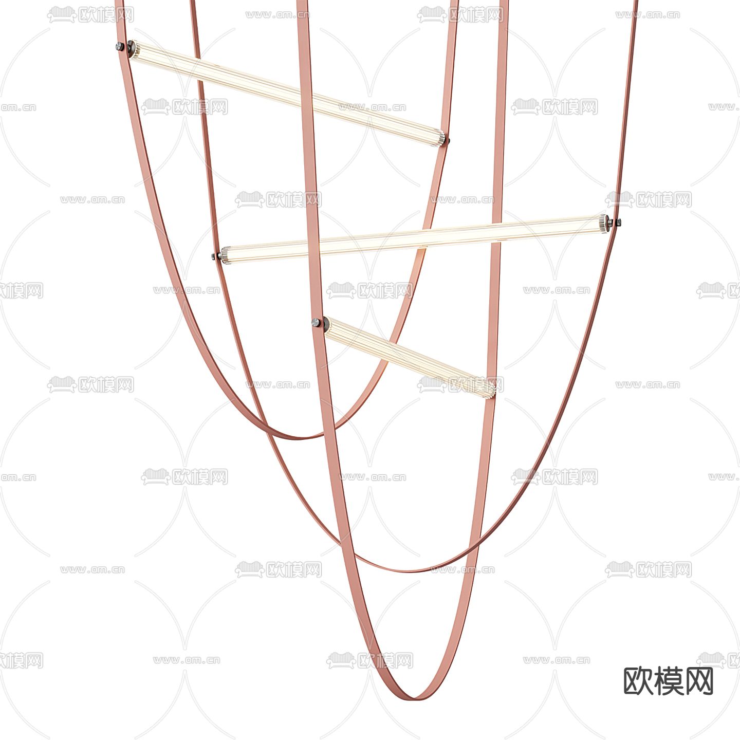 FLOS 现代曲线吊灯3d模型下载（渲染图2）