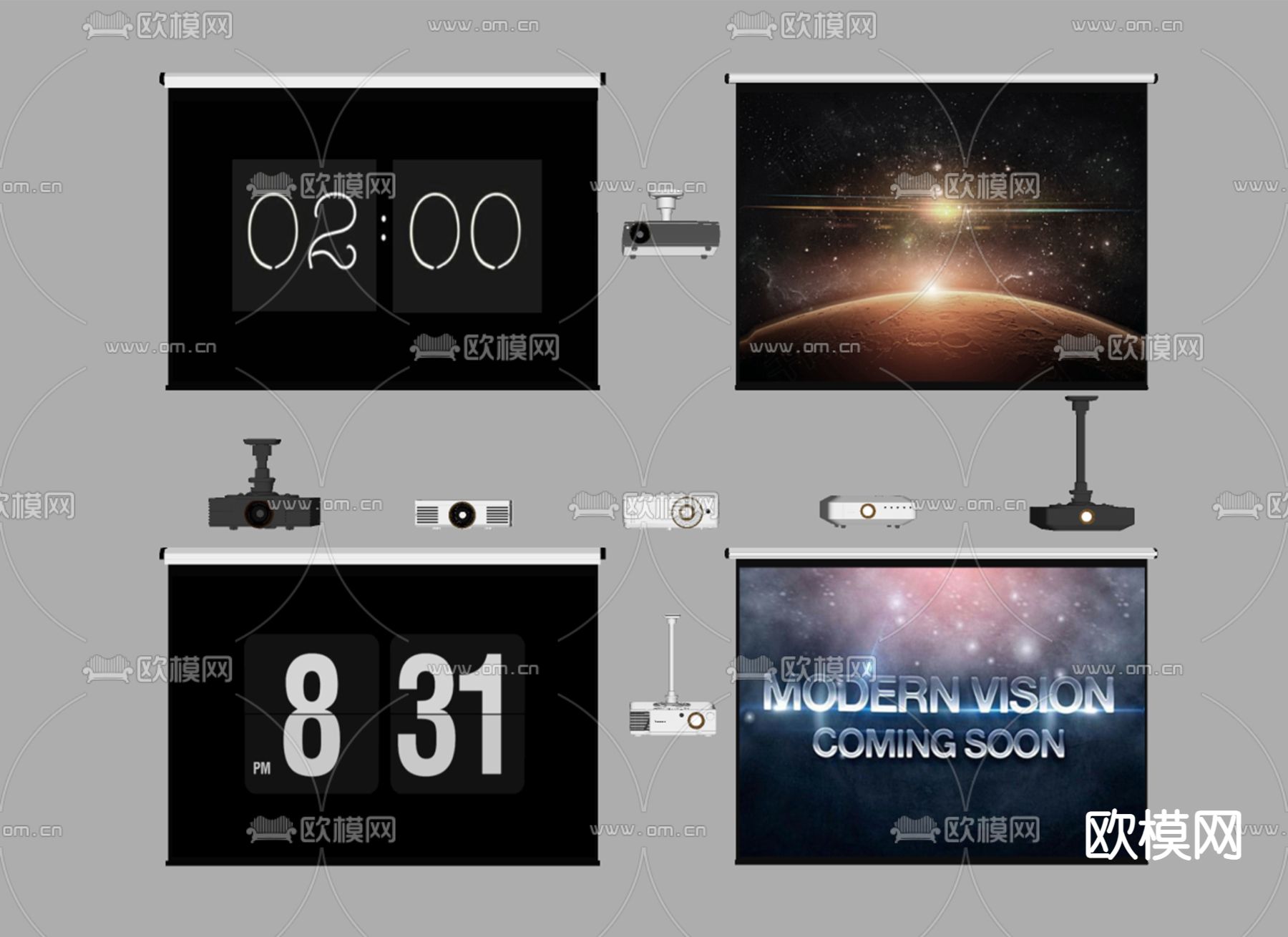 投影仪 投影幕布su模型下载（渲染图2）
