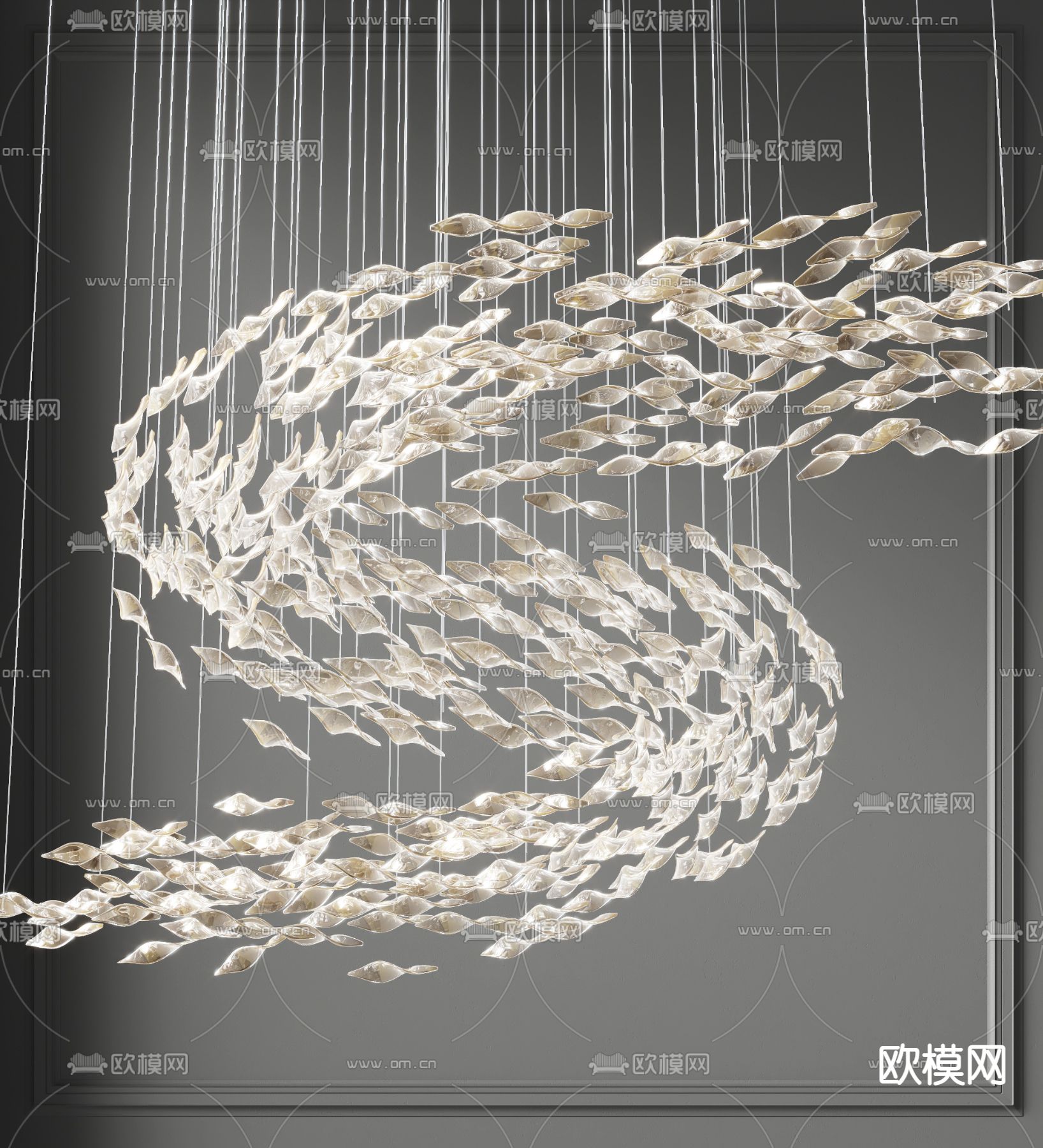 水晶片吊灯 装饰大吊灯 大堂灯3d模型下载