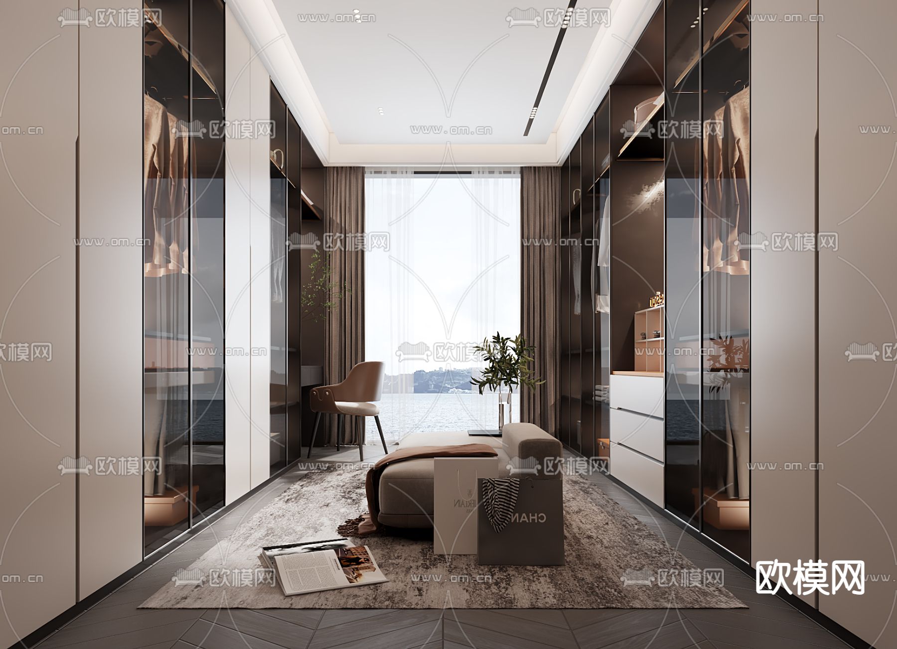 轻奢衣帽间3d模型下载