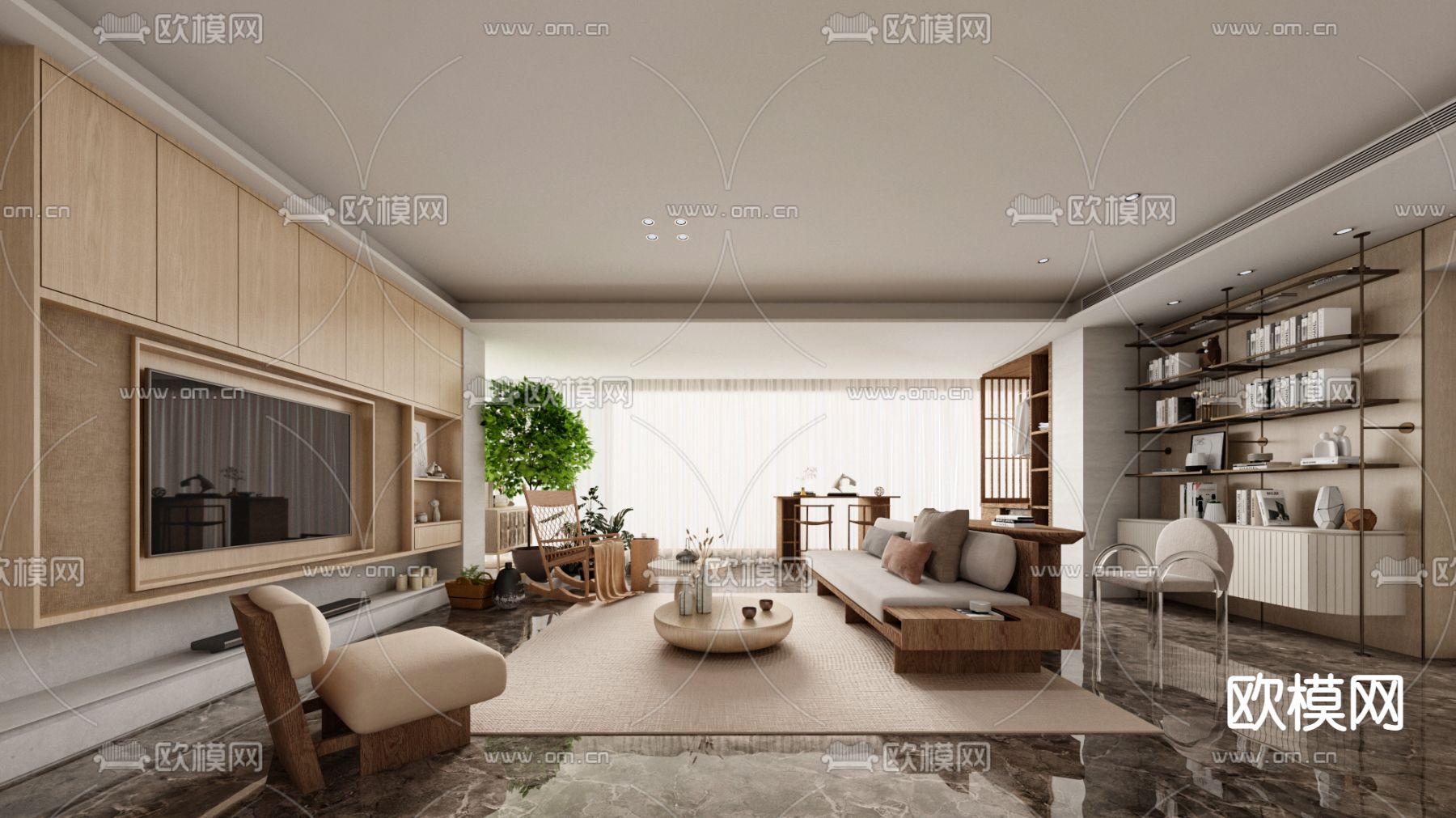 大朴设计 日式客厅3d模型