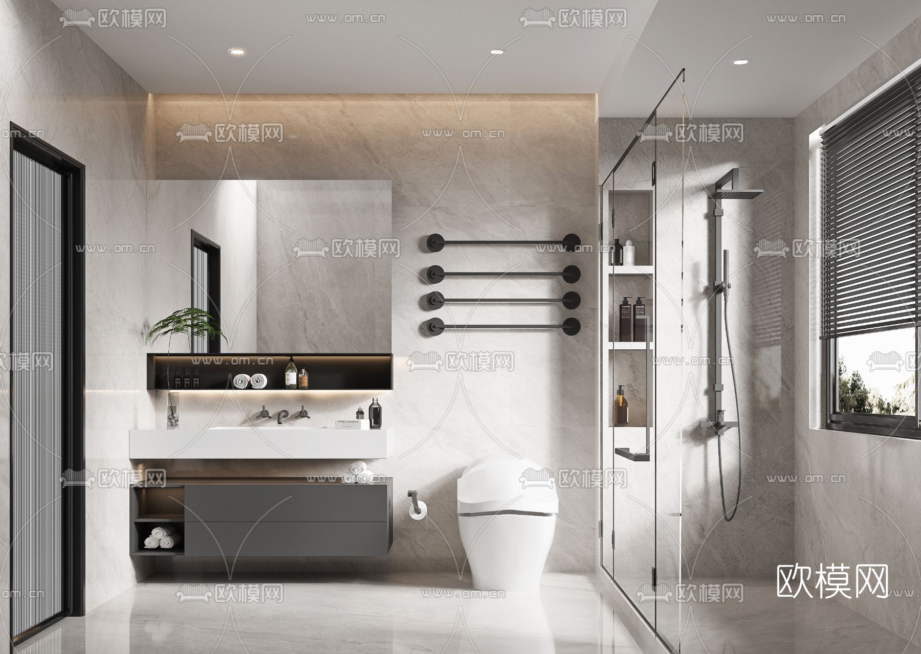 现代卫生间 浴室3d模型下载