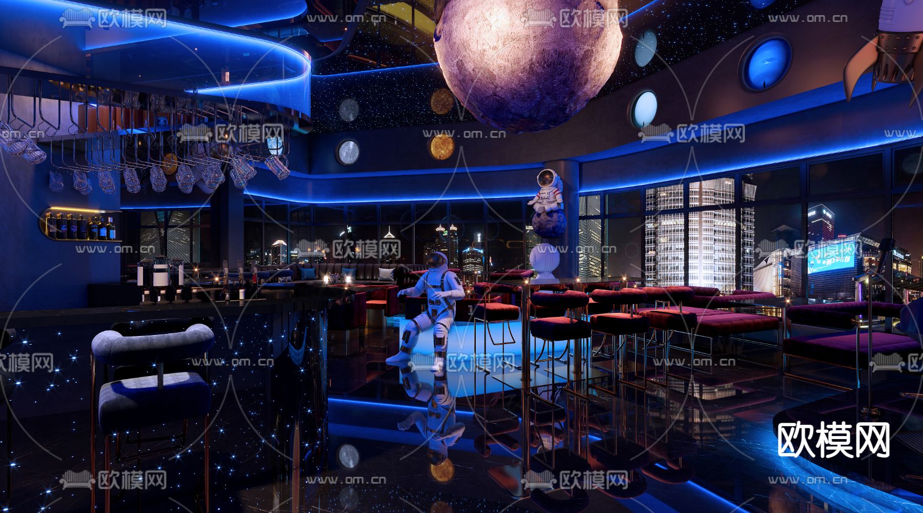 现代酒吧3d模型下载（渲染图2）
