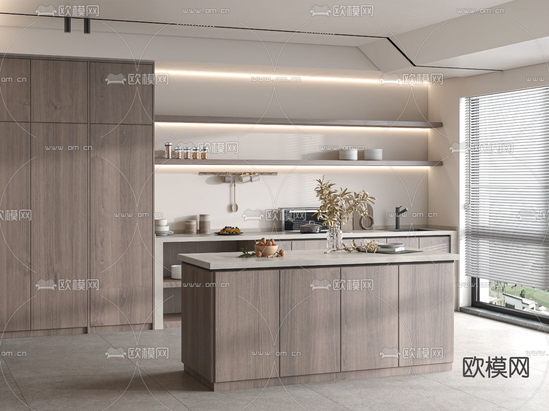 现代中岛台 橱柜3d模型下载