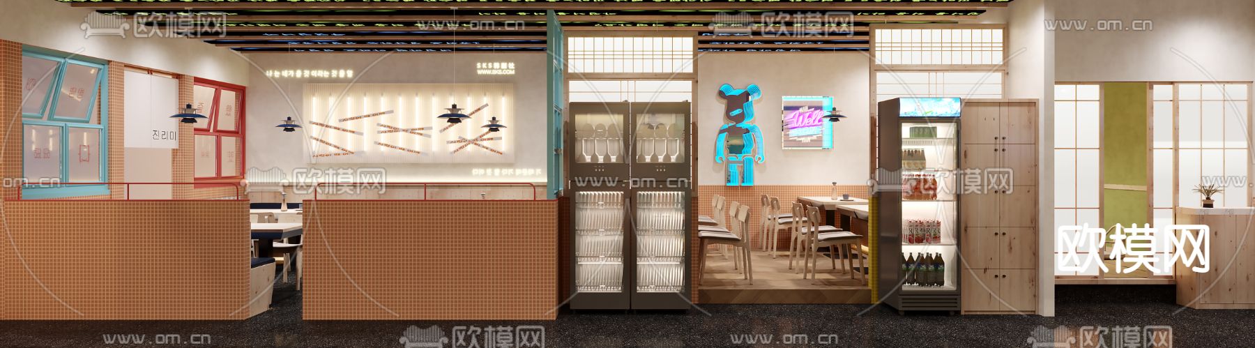 现代韩式料理餐厅3d模型下载（渲染图6）