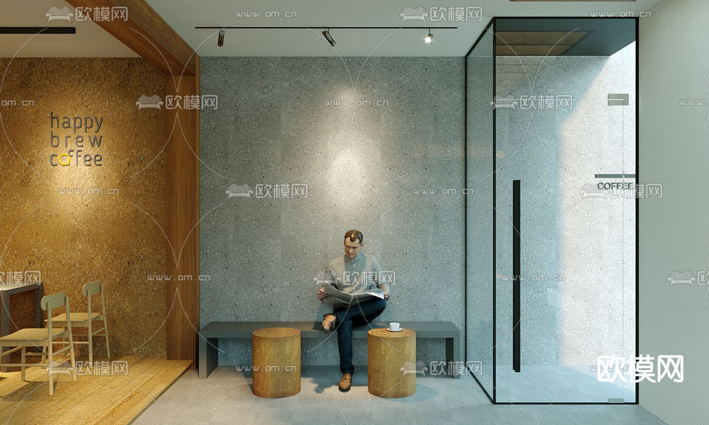 北欧简约创意街角咖啡厅免费3d模型下载（渲染图9）