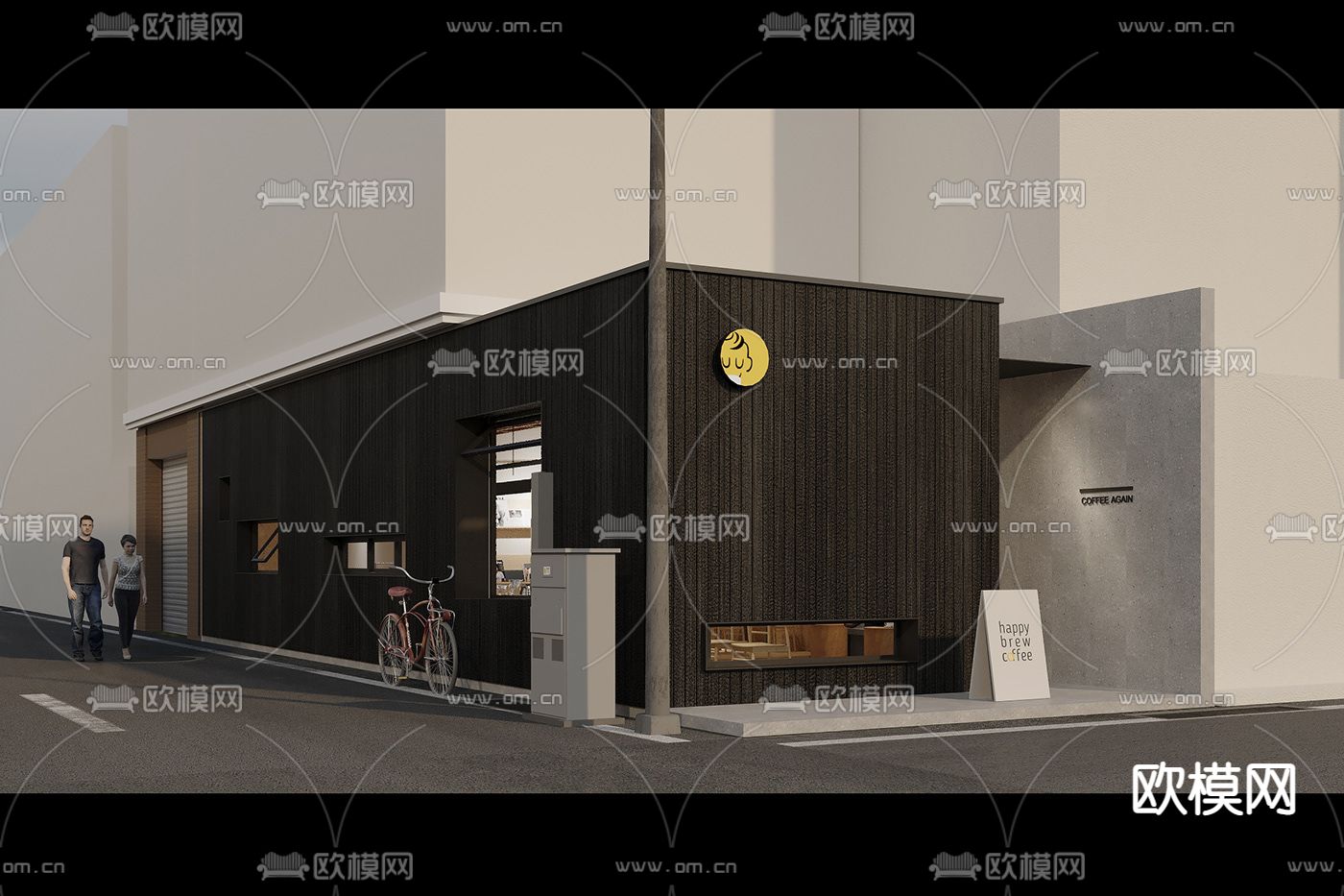 北欧简约创意街角咖啡厅免费3d模型下载（渲染图7）