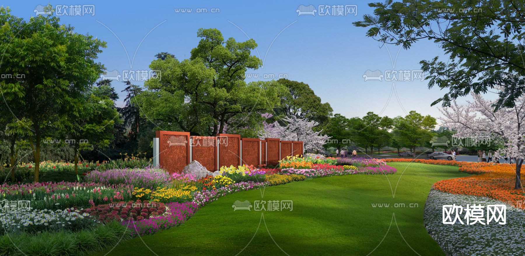现代公园园林景观psd下载_ID12166197_3dmax免费模型-欧模网