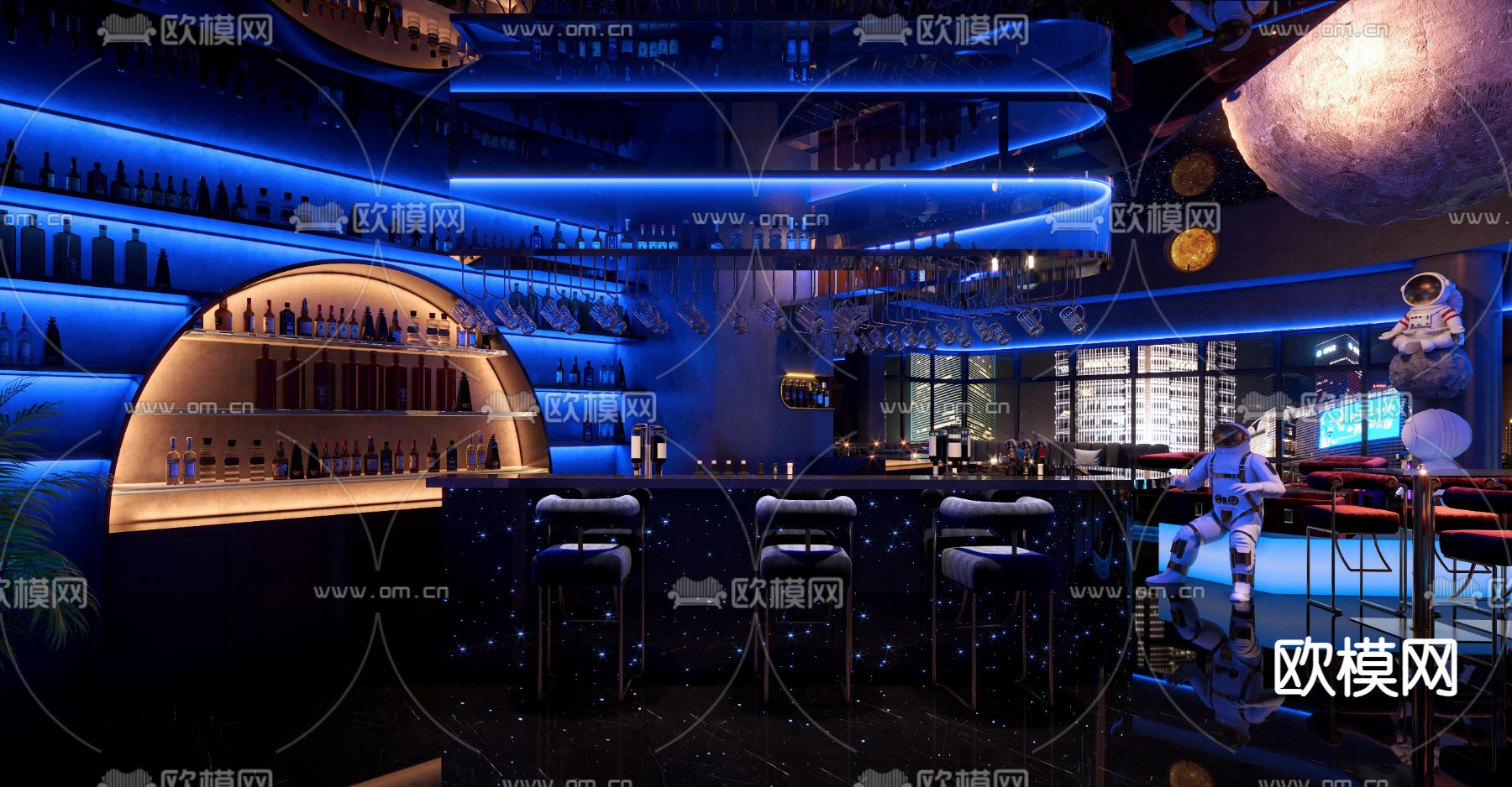 现代酒吧3d模型下载（渲染图1）