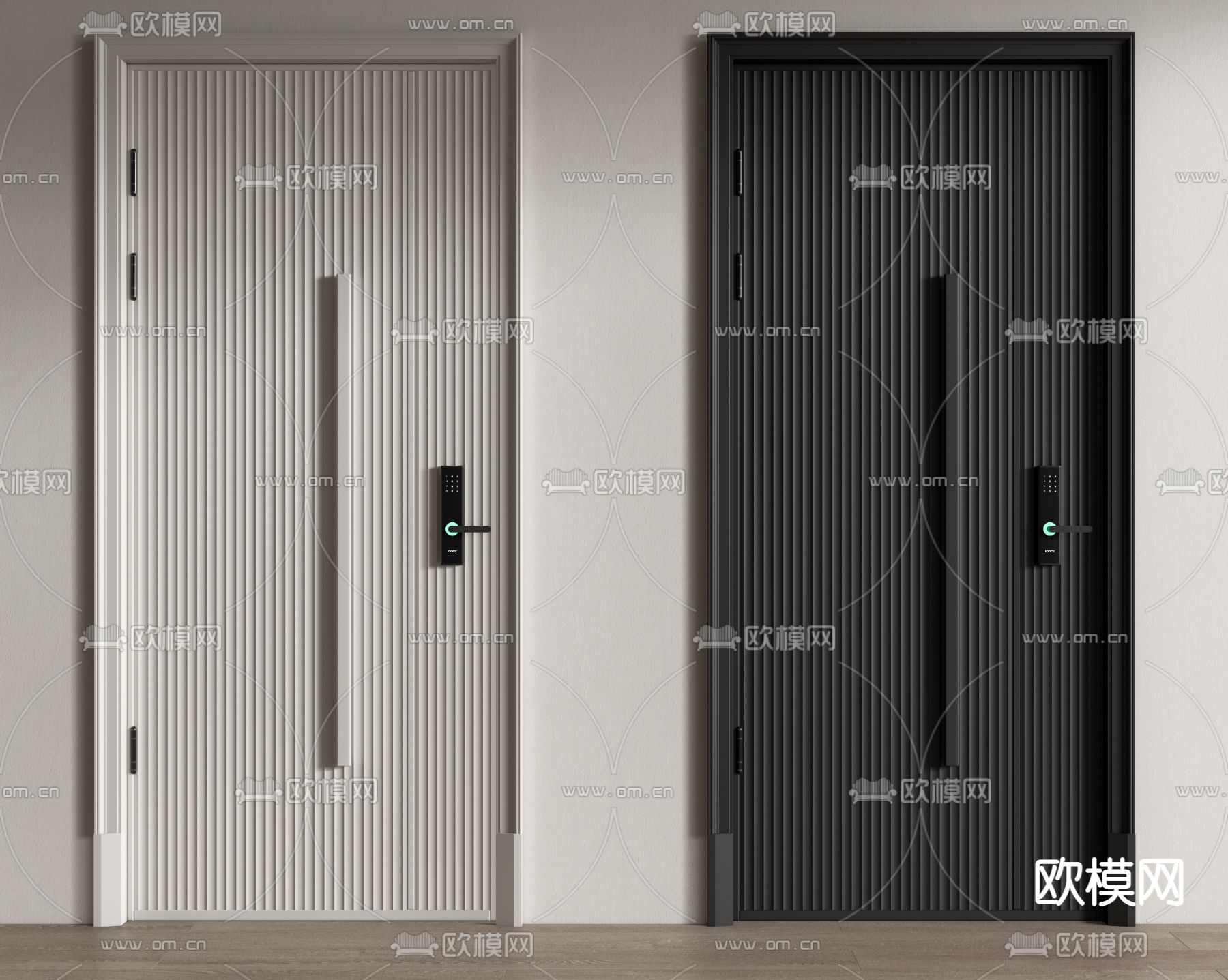 现代入户门防盗门su模型