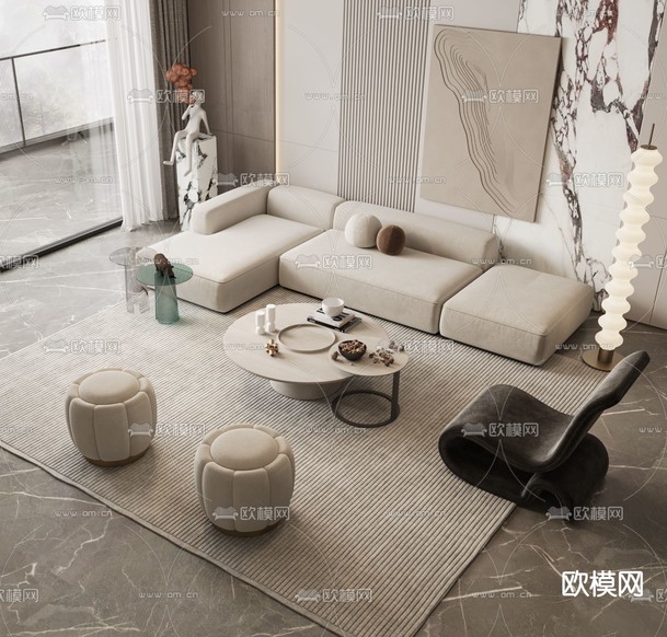 现代组合沙发3d模型下载_ID12165943_3dmax免费模型-欧模网