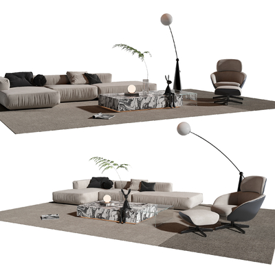  Minotti 转角组合沙发su模型 