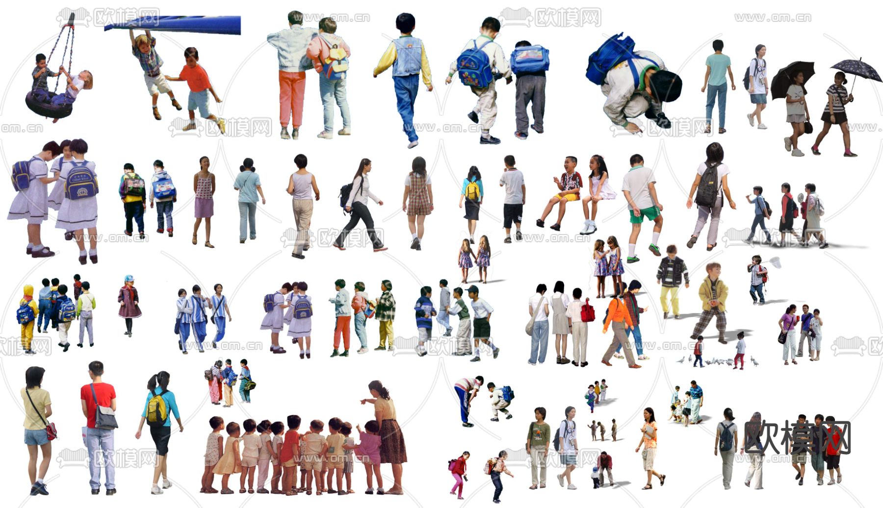 现代学生小孩人物psd下载