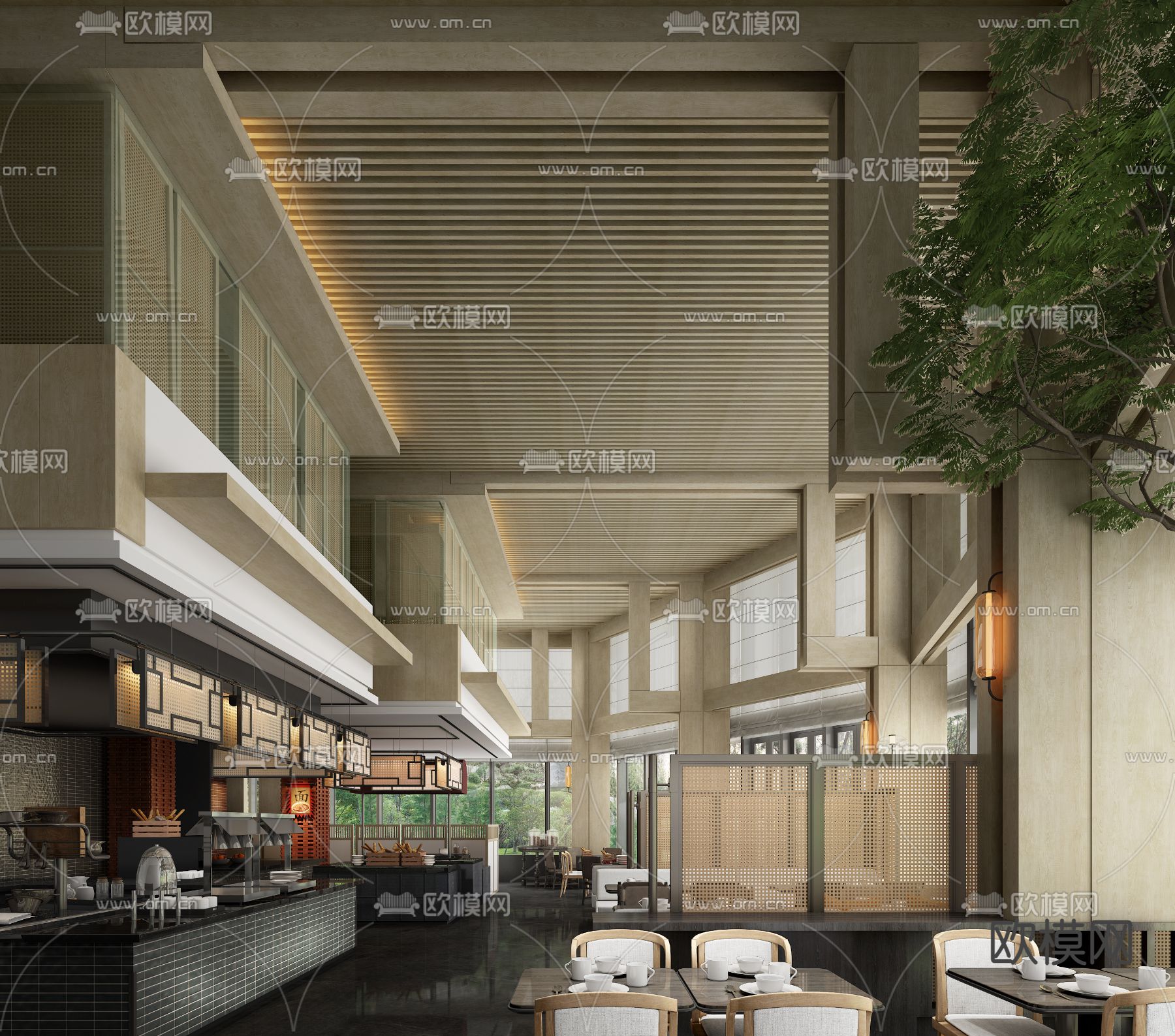 CCD郑中设计 成都东安湖木棉花酒店茶餐厅3d模型下载（渲染图1）