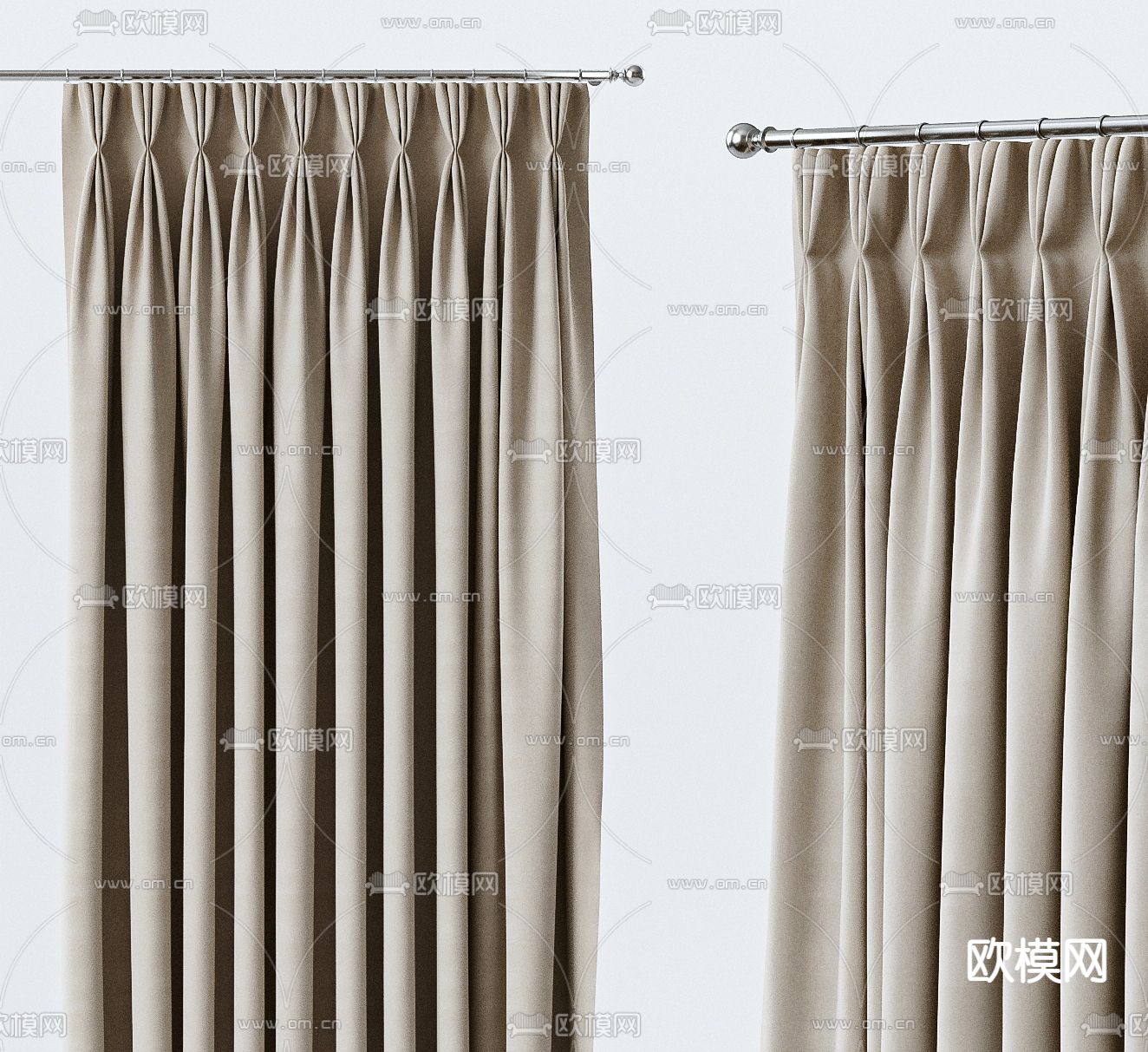 现代窗帘 拉帘3d模型下载（渲染图3）