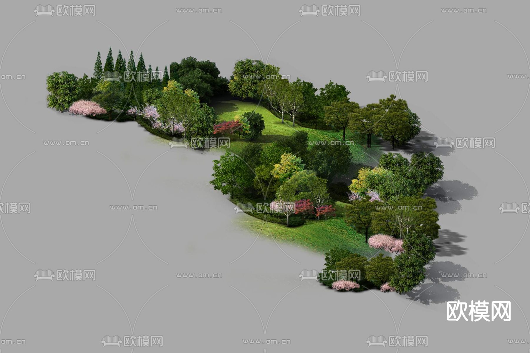 现代树木景观树鸟瞰psd下载_ID12166251_3dmax免费模型-欧模网