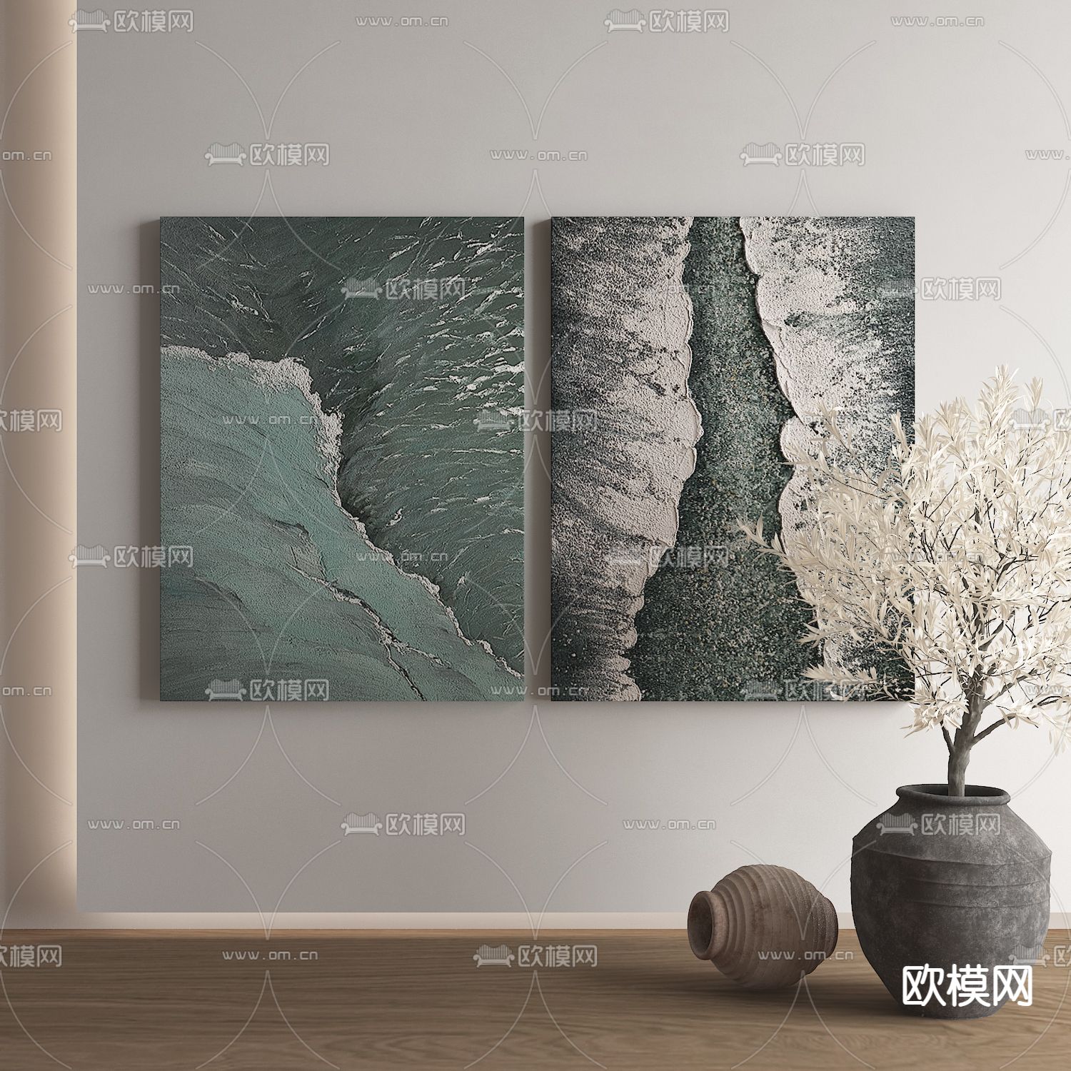 现代装饰画su模型下载（渲染图1）