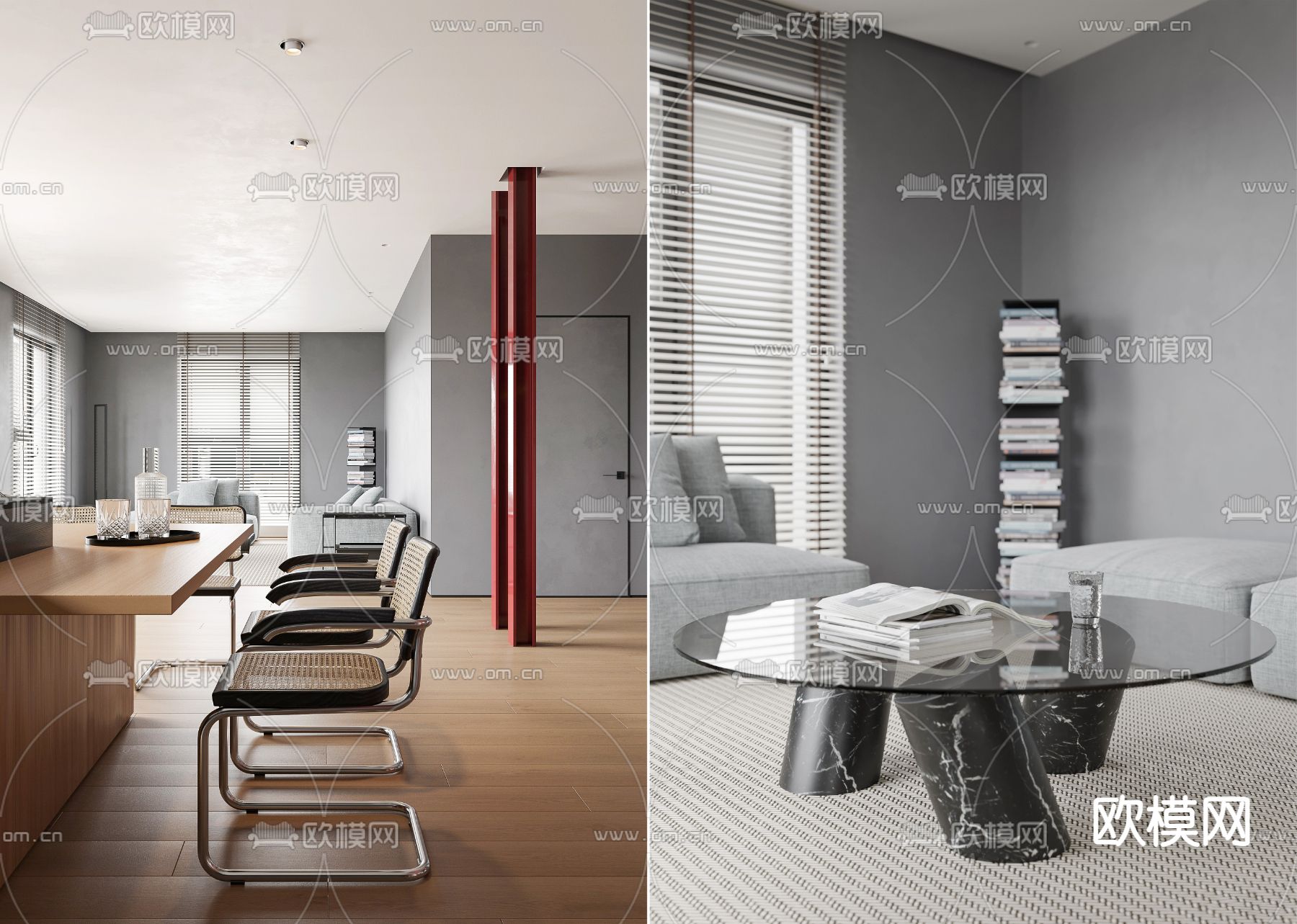 极简公寓su模型下载（渲染图1）