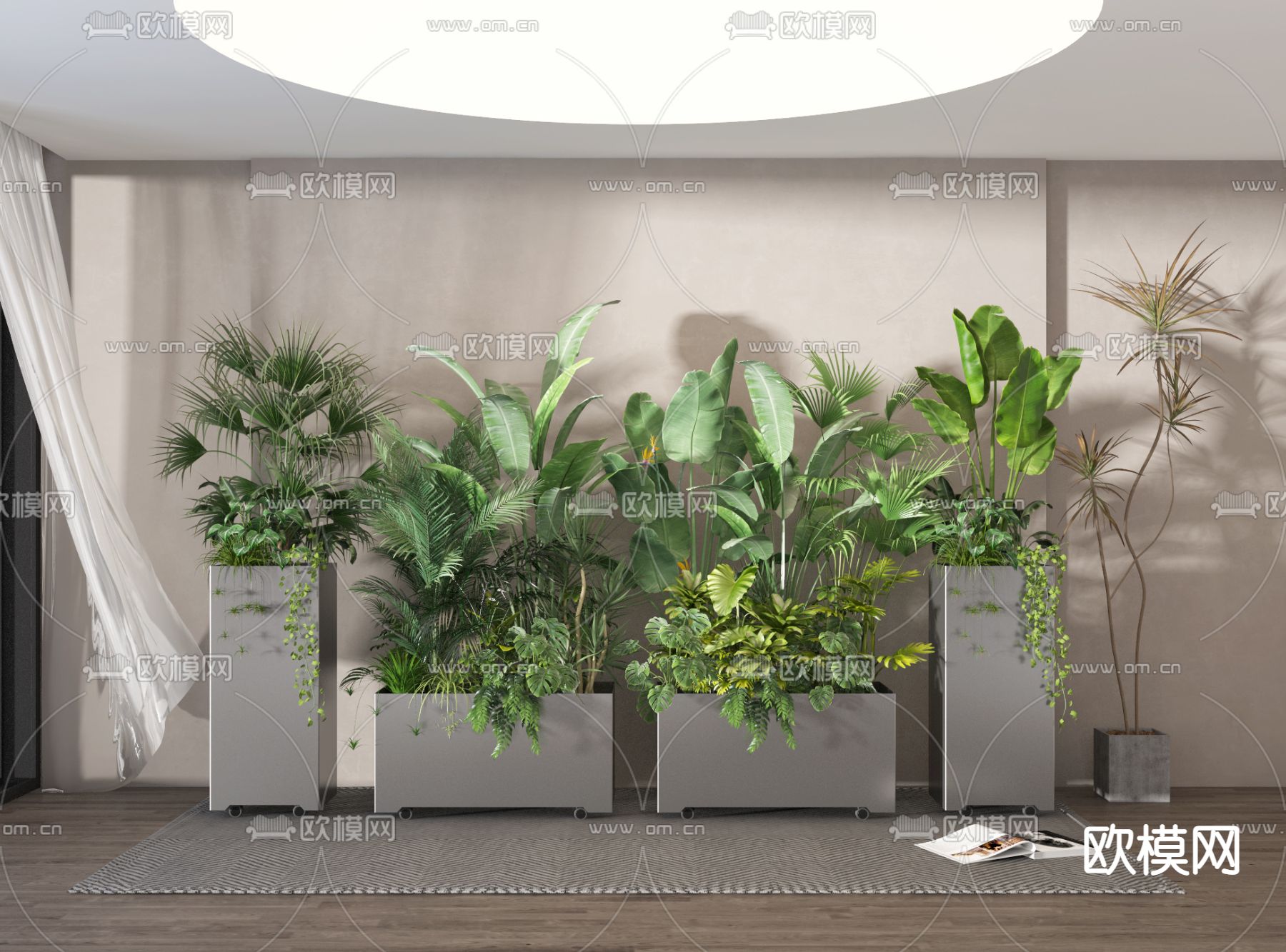 现代盆景植物堆绿植su模型下载_ID12163570_sketchup模型下载-欧模网