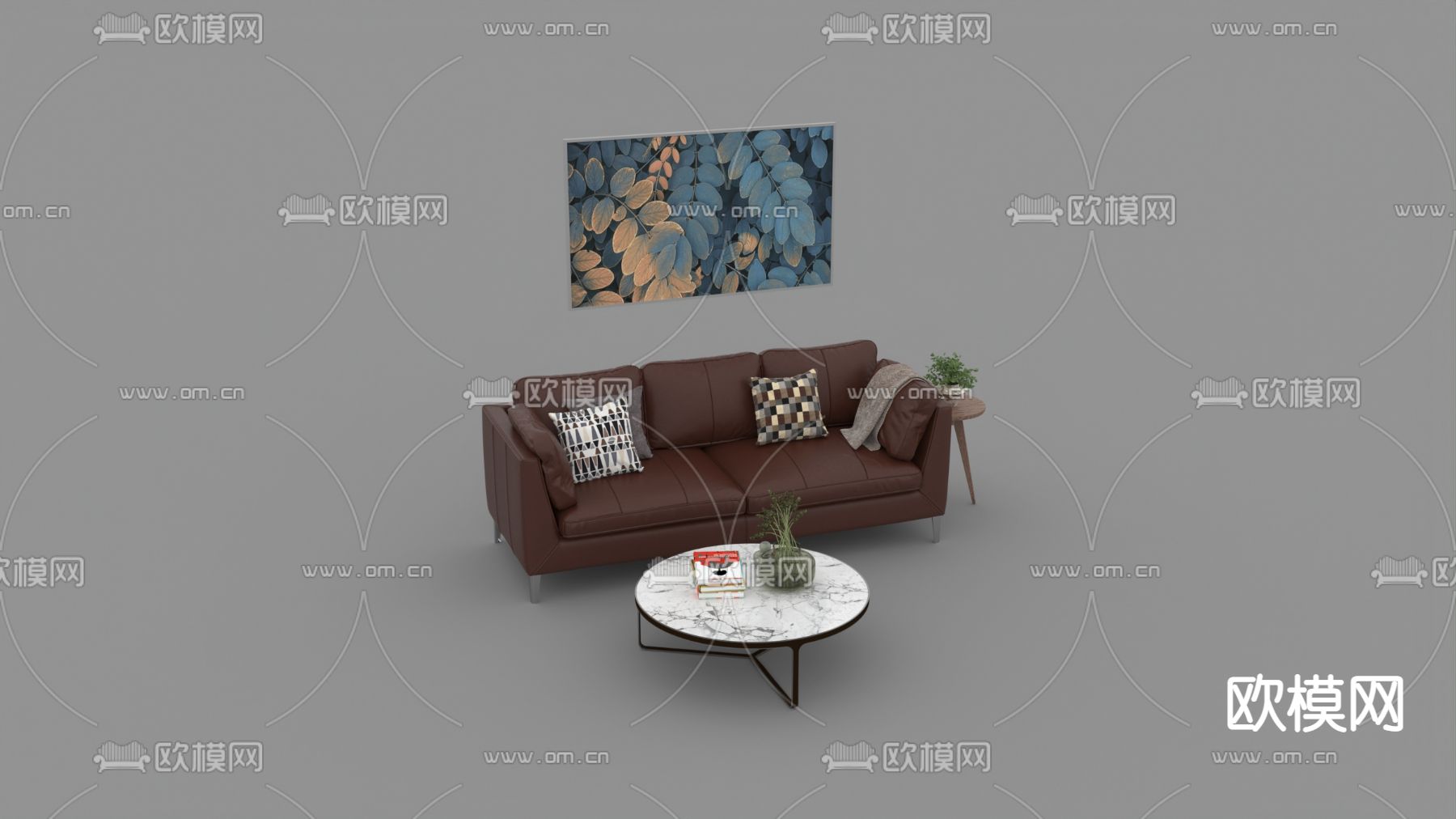 现代简约皮革双人沙发免费3d模型下载_ID12166821_3dmax免费模型-欧模网