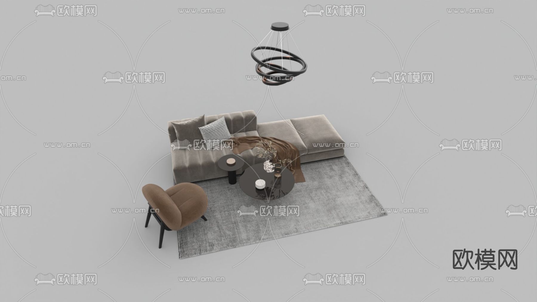 现代轻奢创意沙发组合免费3d模型下载