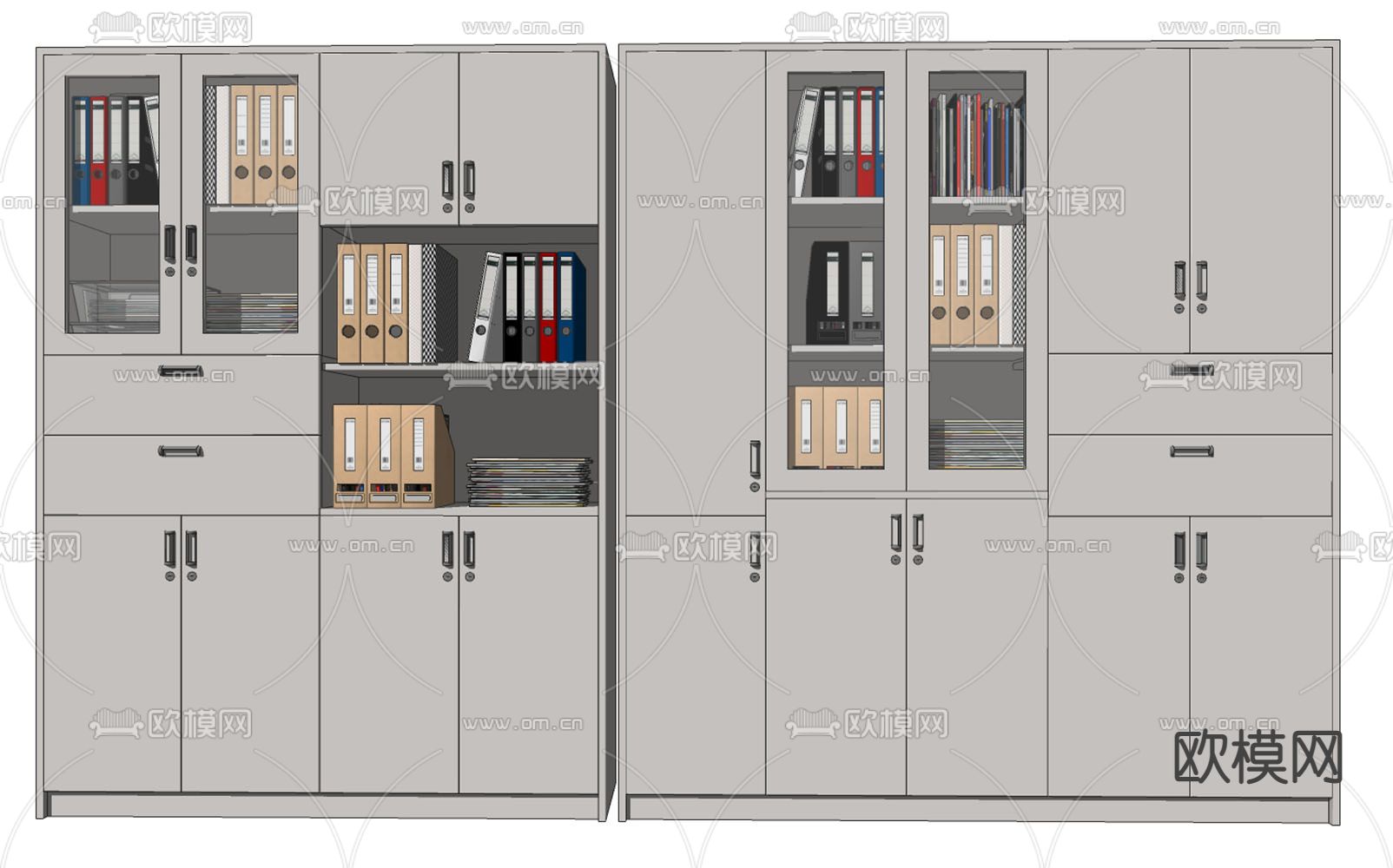 现代办公文件柜su模型下载（渲染图2）