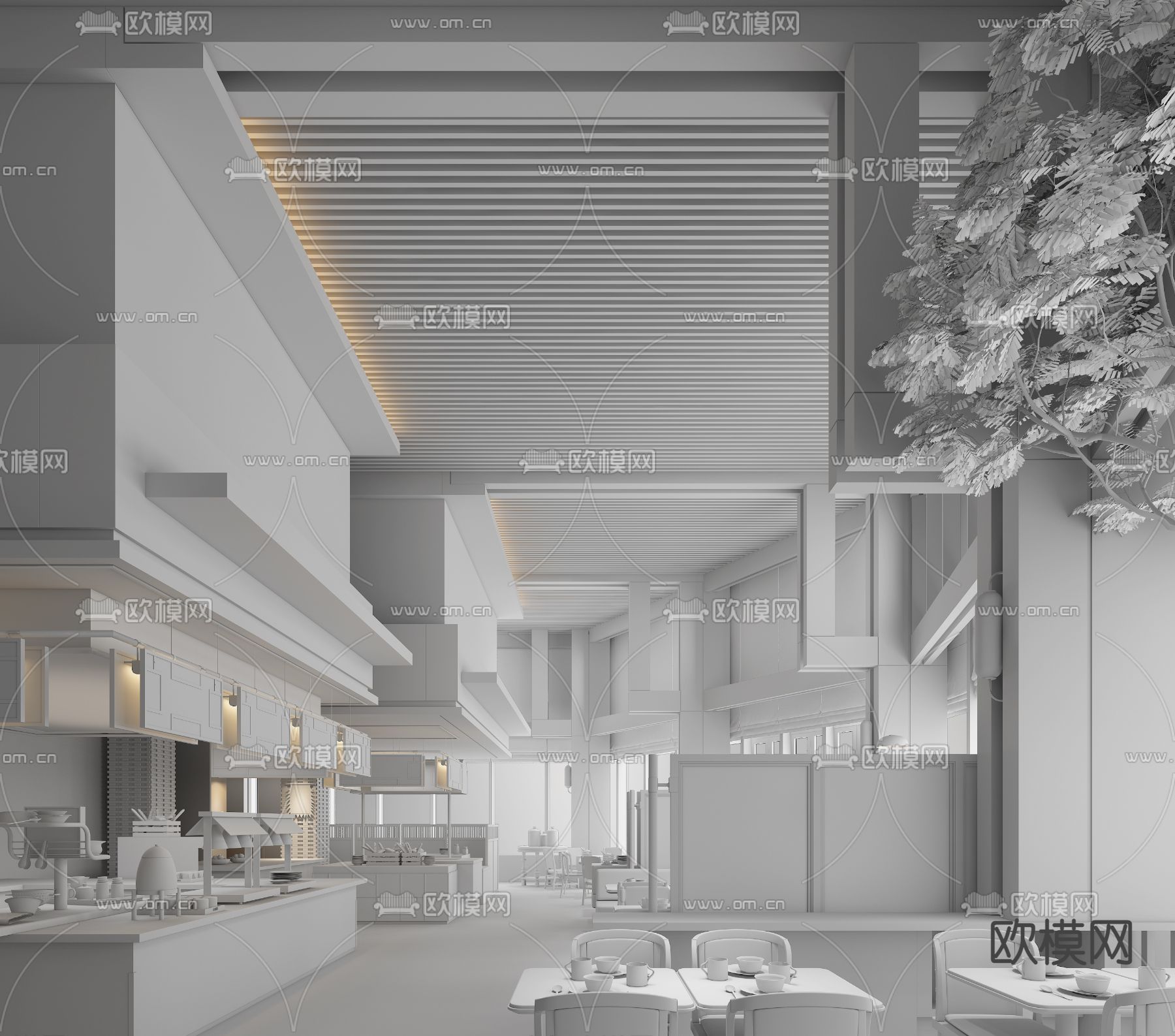 CCD郑中设计 成都东安湖木棉花酒店茶餐厅3d模型下载（渲染图2）