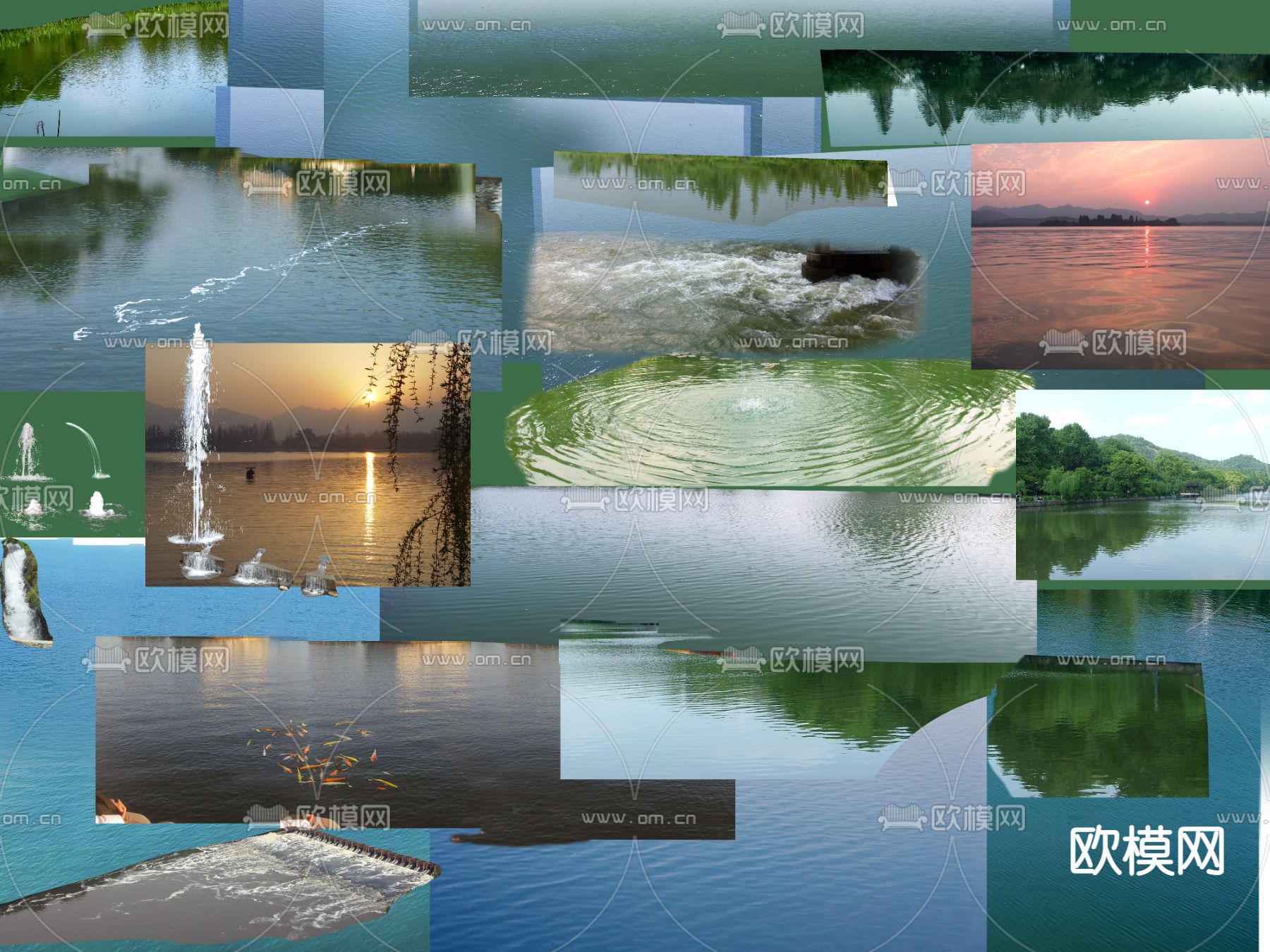 现代湖水湖面psd下载