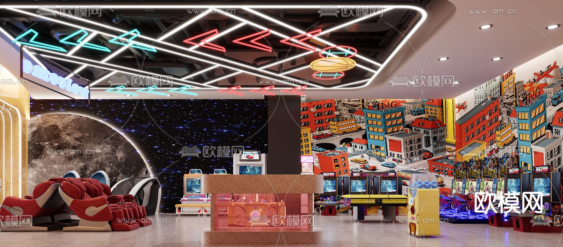 电玩城 游乐场3d模型下载（渲染图1）