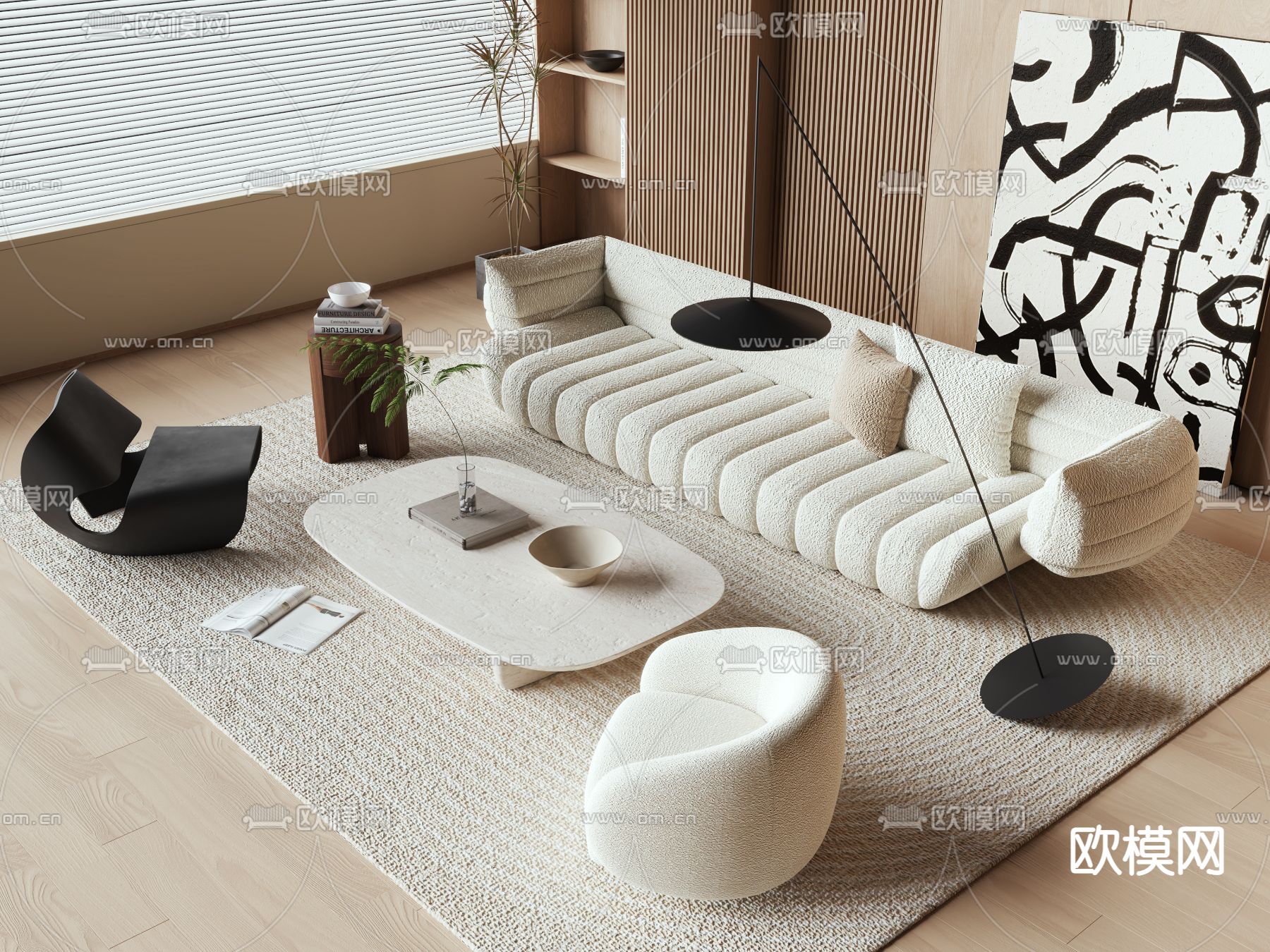 侘寂风组合沙发3d模型