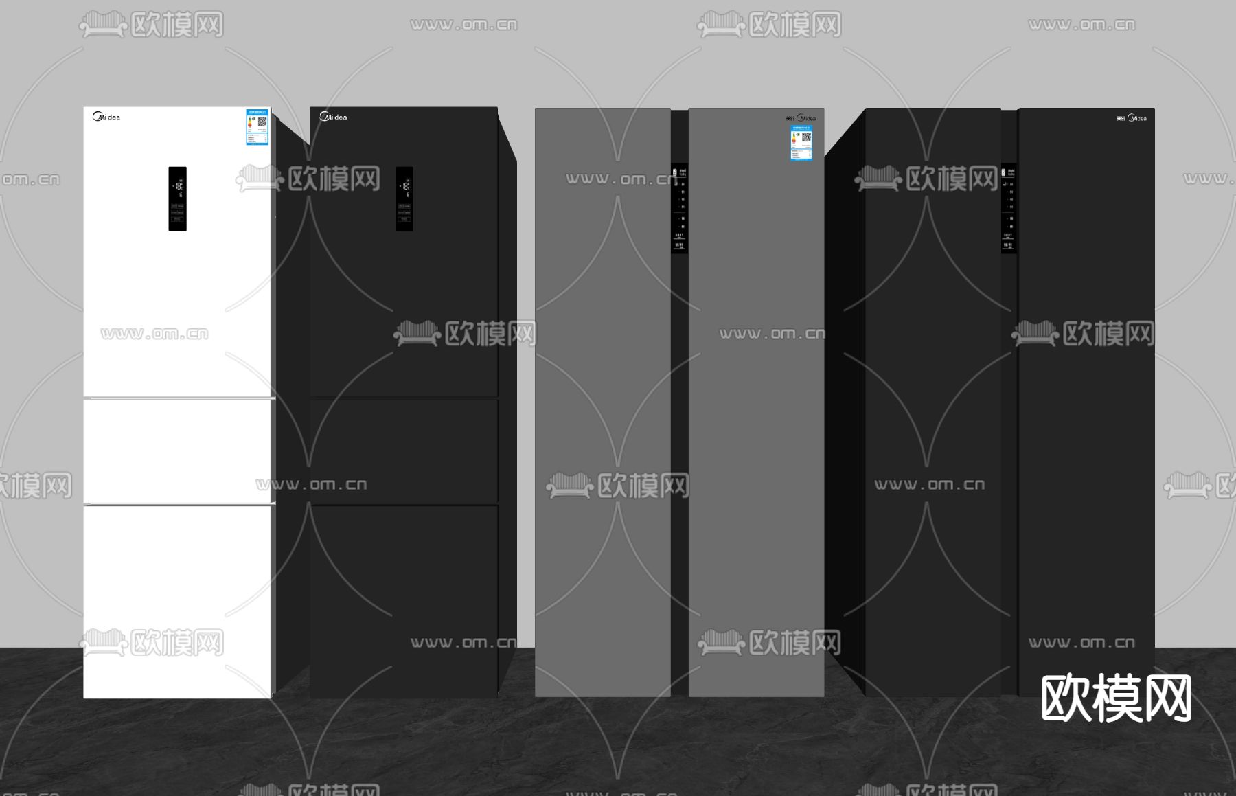 冰箱 双开门冰箱su模型下载（渲染图2）