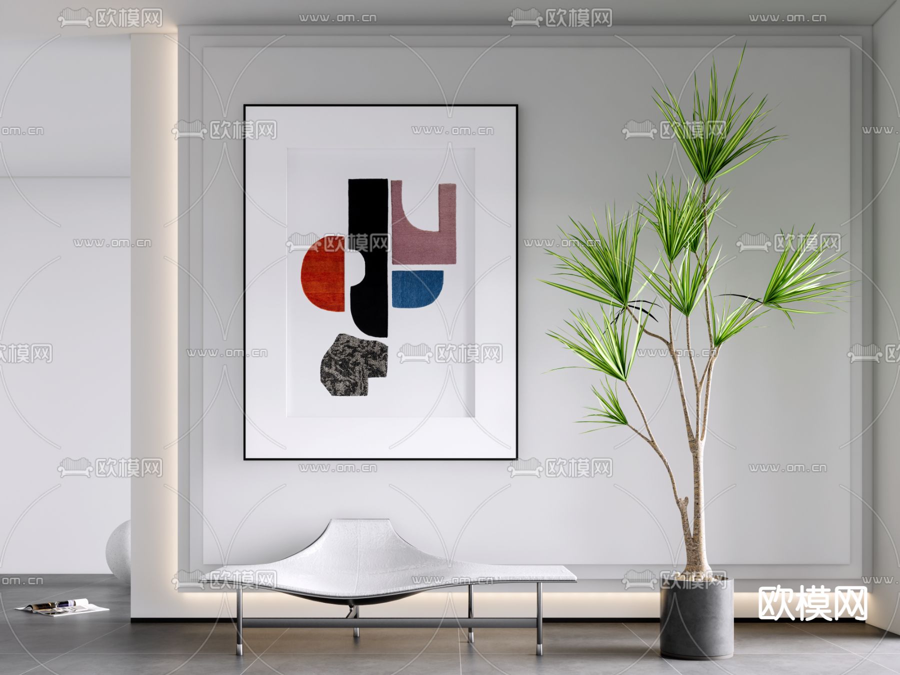 现代装饰挂画su模型下载（渲染图1）