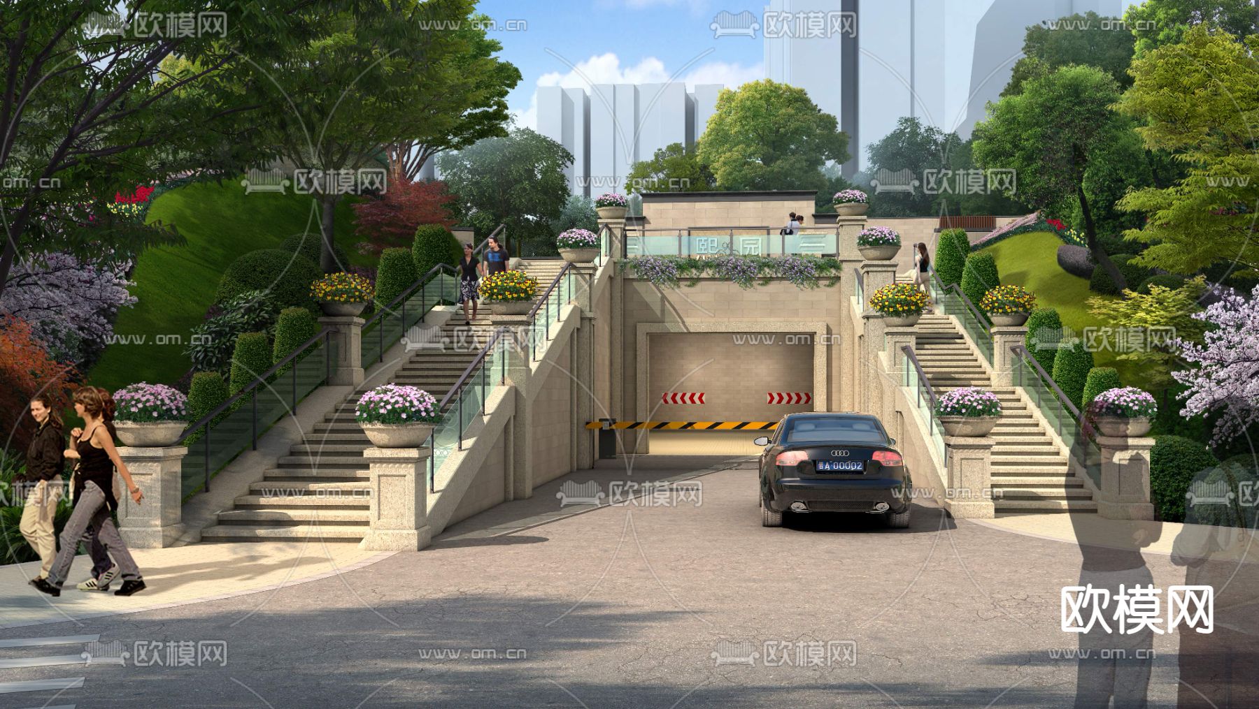 现代小区停车场入口psd下载