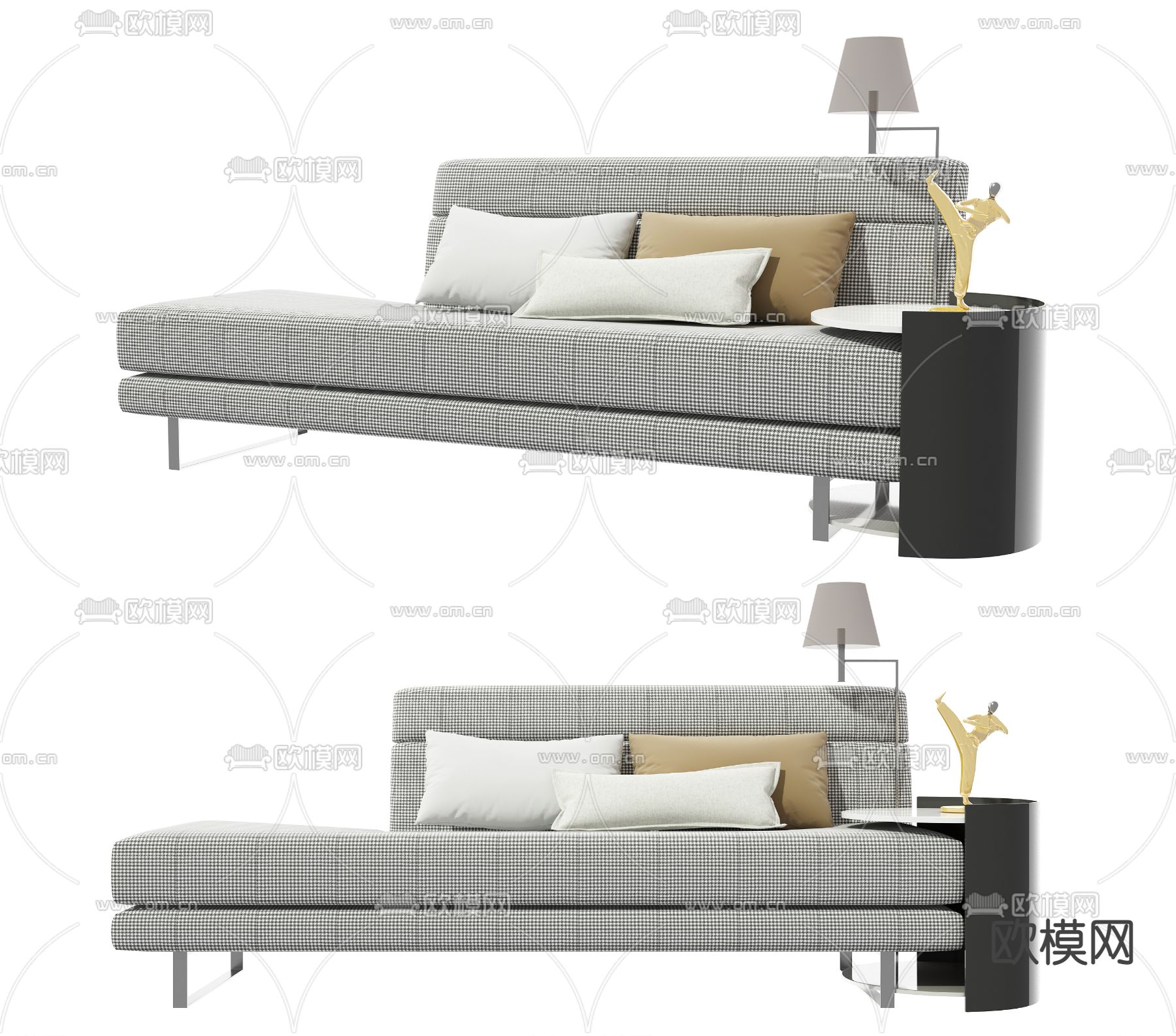 现代灰色条形沙发3d模型下载_ID12162607_3dmax免费模型-欧模网