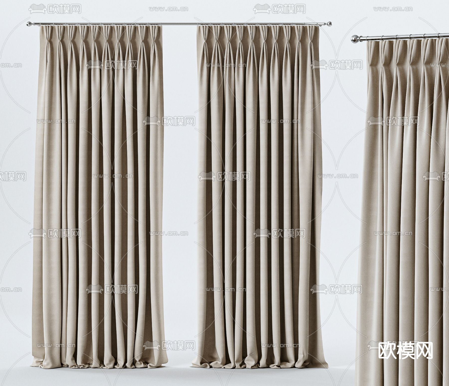现代窗帘 拉帘3d模型下载（渲染图1）
