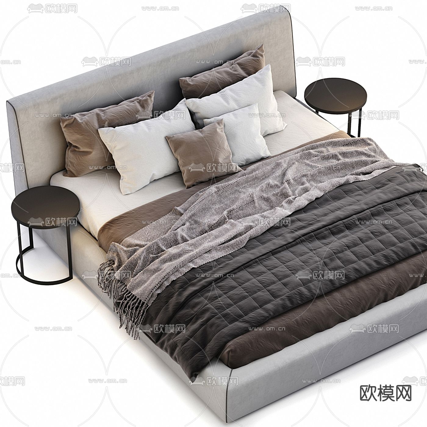 B&B italia 现代布艺双人床3d模型下载（渲染图2）